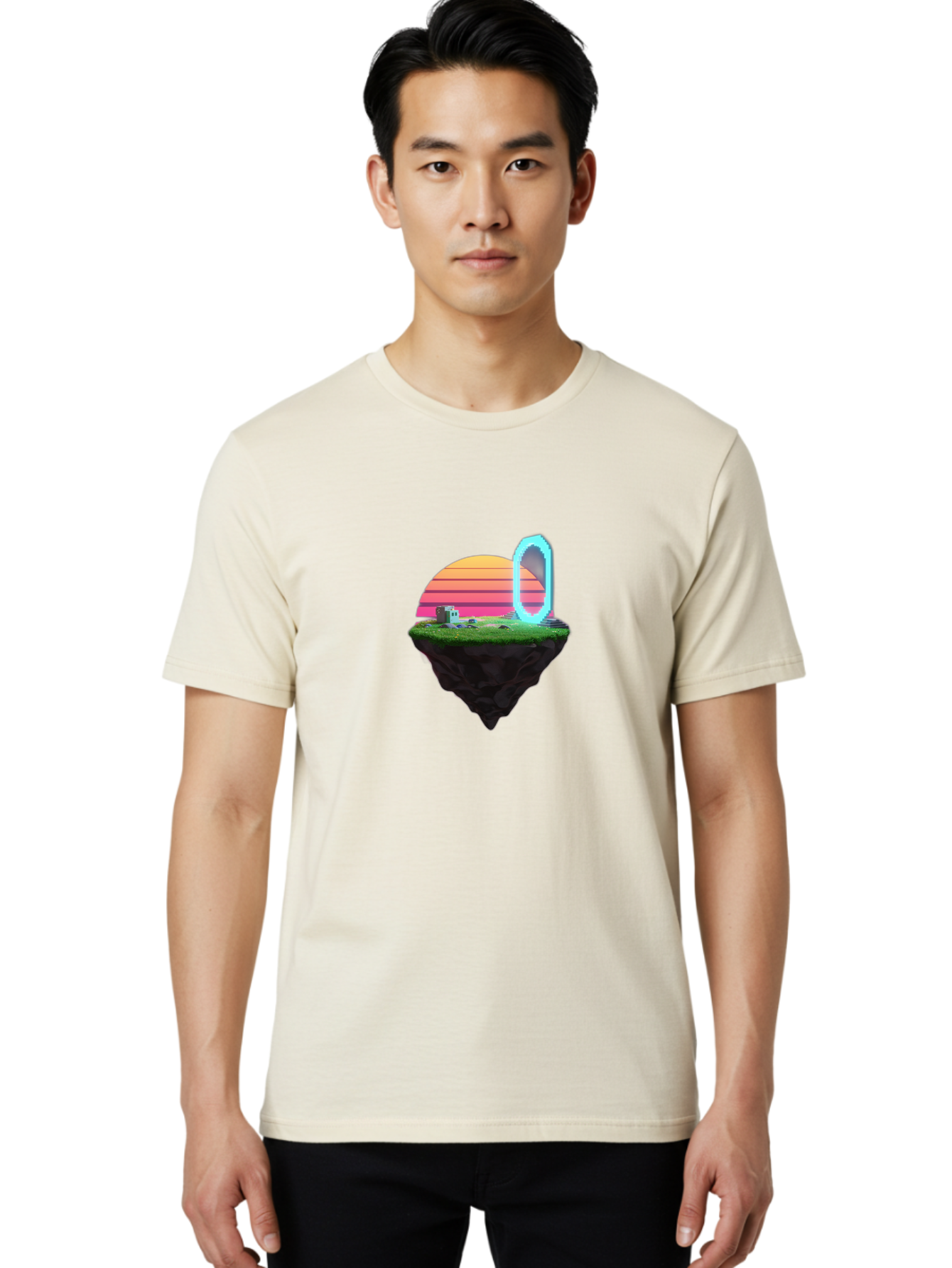 Vaporwave-Island Men'S Graphic Tee, 100% Cotton, Comfortable Casual Summer Wear, Machine Washable, Vintage Camera, Old Camera, Antique Camera, Black Camera, Classic Photography, Photography Equipment, Nostalgic Device, Film Camera, Camera Art Baj291