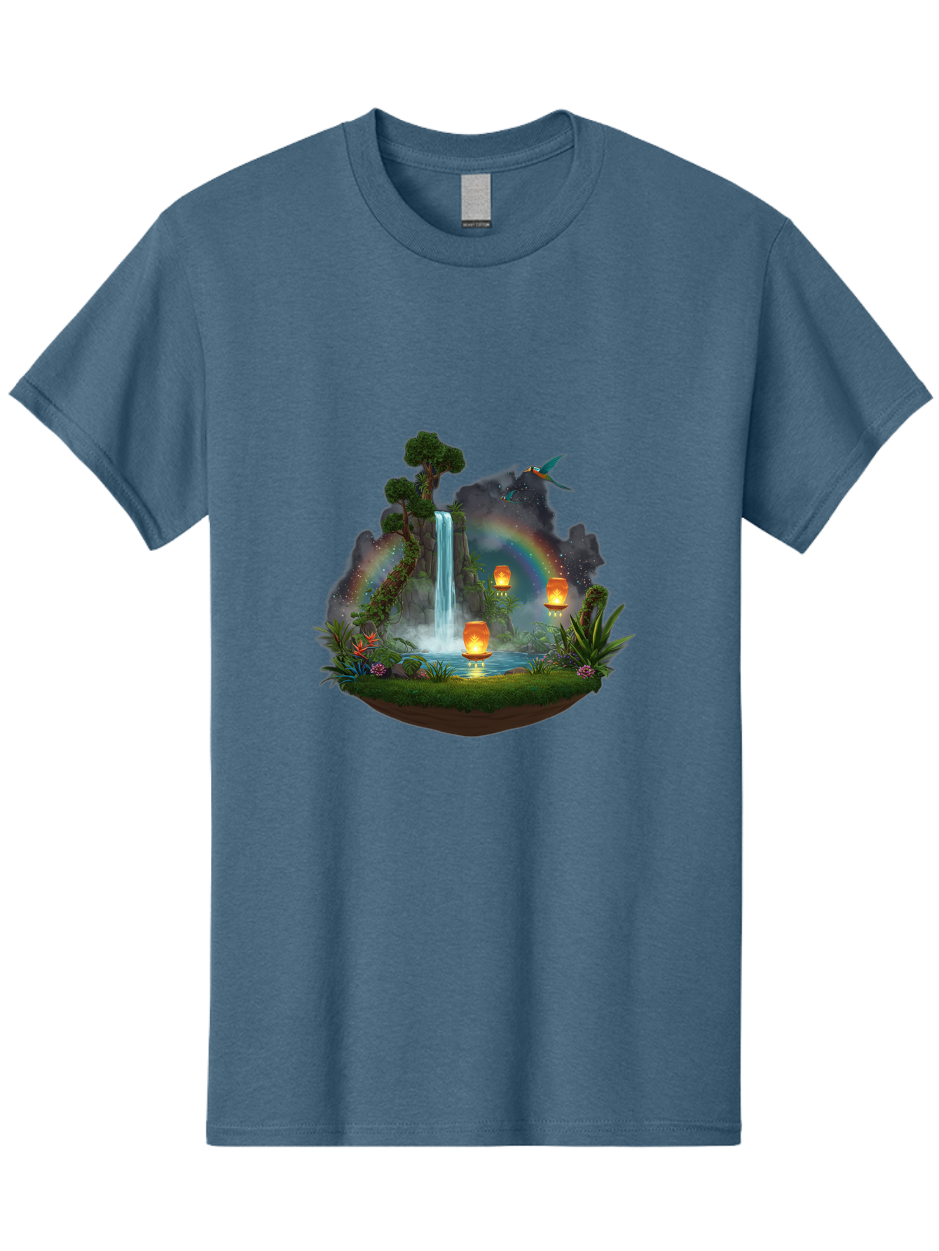 Waterfall-Scene Men'S Graphic Tee, 100% Cotton, Comfortable Casual Summer Wear, Machine Washable, Vintage Camera, Old Camera, Antique Camera, Black Camera, Classic Photography, Photography Equipment, Nostalgic Device, Film Camera, Camera Art Baj293
