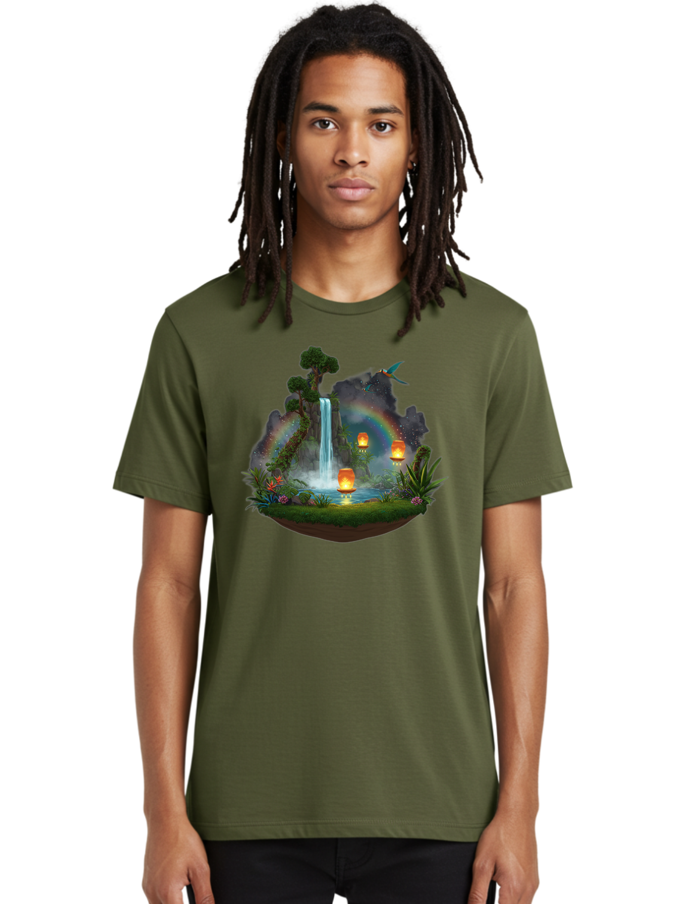 Waterfall-Scene Men'S Graphic Tee, 100% Cotton, Comfortable Casual Summer Wear, Machine Washable, Vintage Camera, Old Camera, Antique Camera, Black Camera, Classic Photography, Photography Equipment, Nostalgic Device, Film Camera, Camera Art Baj293