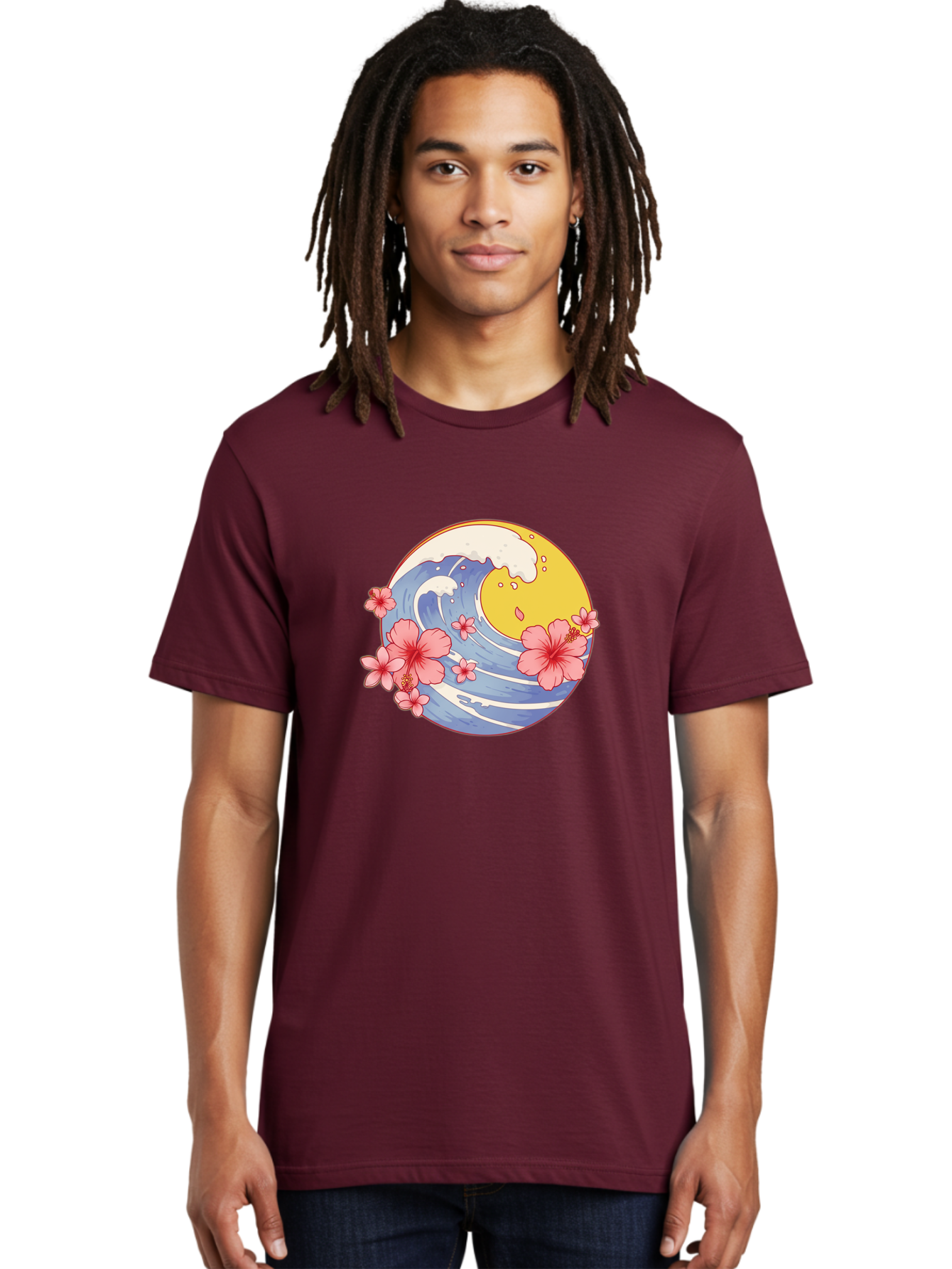 Wave-And-Cherry-Blossoms Men'S Graphic Tee, 100% Cotton, Comfortable Casual Summer Wear, Machine Washable, Vintage Camera, Old Camera, Antique Camera, Black Camera, Classic Photography, Photography Equipment, Nostalgic Device, Film Camera, Baj294