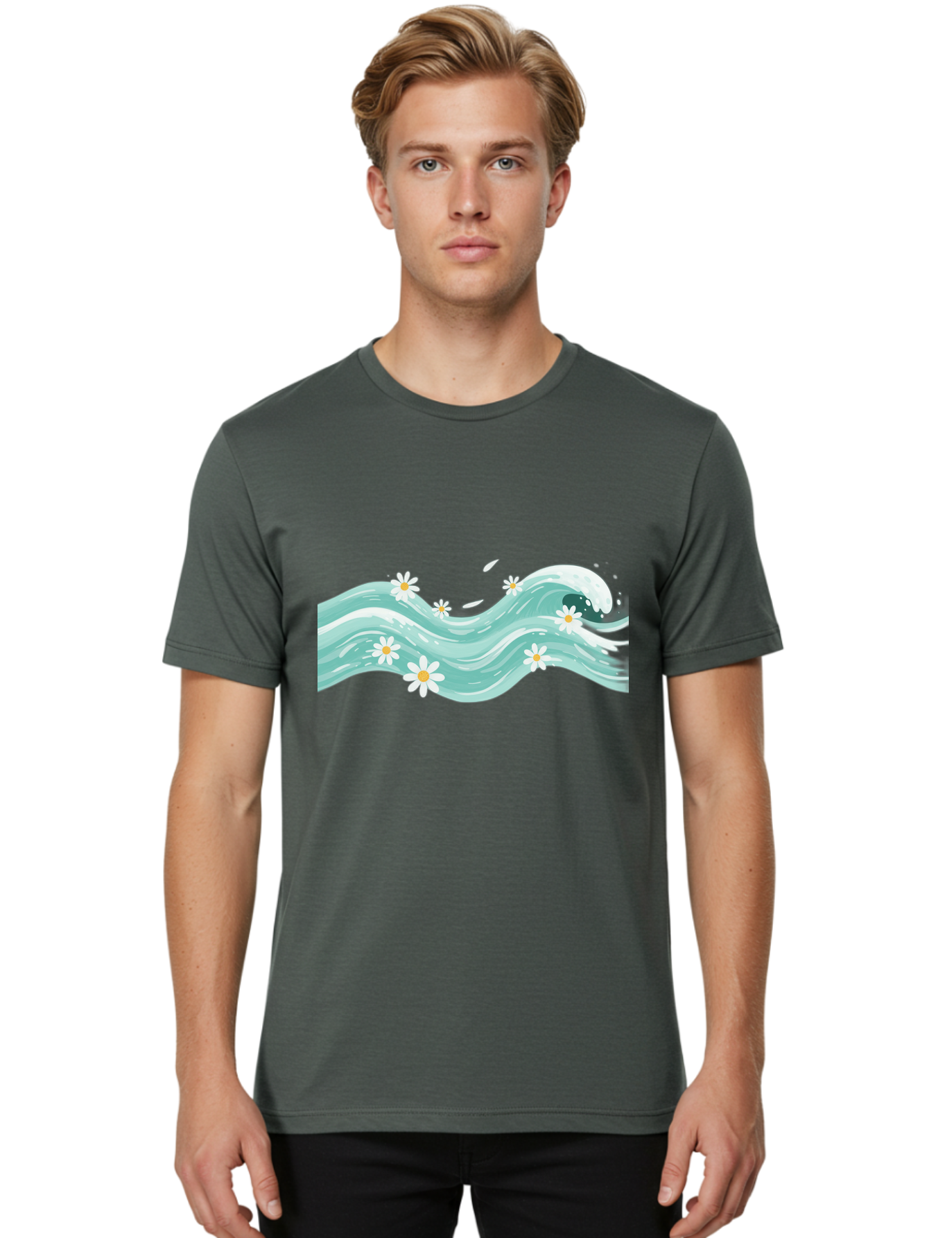 Waves-With-Daisies Men'S Graphic Tee, 100% Cotton, Comfortable Casual Summer Wear, Machine Washable, Vintage Camera, Old Camera, Antique Camera, Black Camera, Classic Photography, Photography Equipment, Nostalgic Device, Film Camera, Baj298