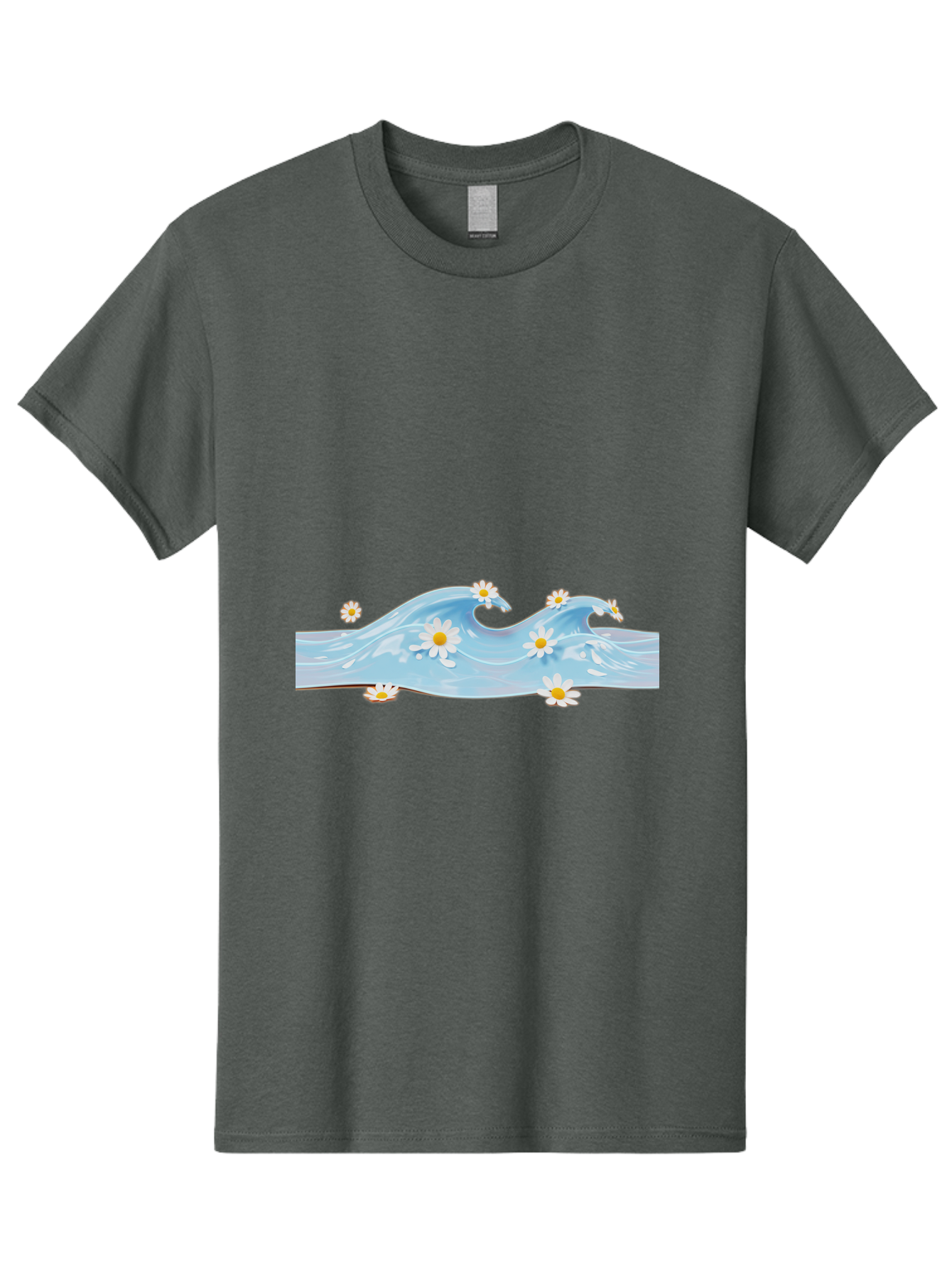 Wavy-Water-With-Daisies Men'S Graphic Tee, 100% Cotton, Comfortable Casual Summer Wear, Machine Washable, Vintage Camera, Old Camera, Antique Camera, Black Camera, Classic Photography, Photography Equipment, Nostalgic Device, Film Camera, Baj299