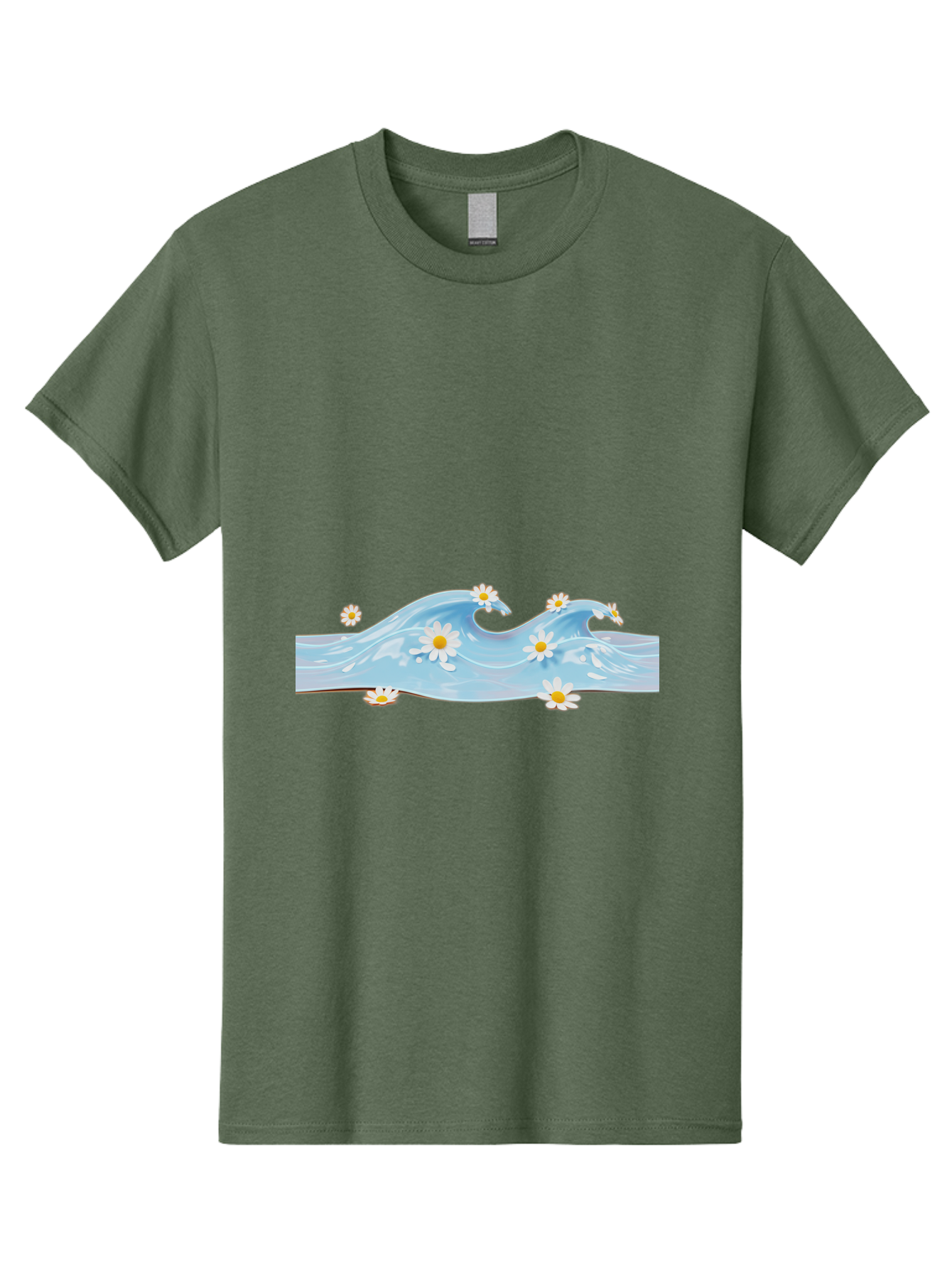 Wavy-Water-With-Daisies Men'S Graphic Tee, 100% Cotton, Comfortable Casual Summer Wear, Machine Washable, Vintage Camera, Old Camera, Antique Camera, Black Camera, Classic Photography, Photography Equipment, Nostalgic Device, Film Camera, Baj299