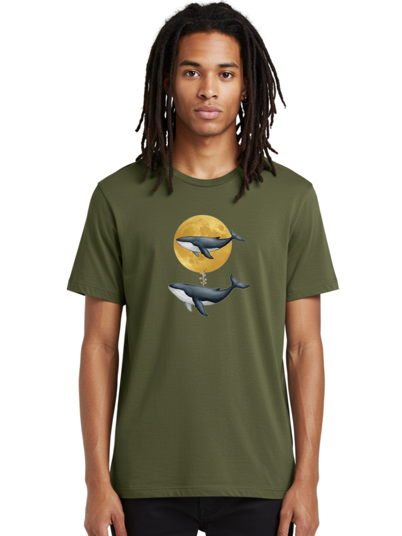 Whales-And-Moon-1 Men'S Graphic Tee, 100% Cotton, Comfortable Casual Summer Wear, Machine Washable, Vintage Camera, Old Camera, Antique Camera, Black Camera, Classic Photography, Photography Equipment, Nostalgic Device, Film Camera, Camera Art Baj303
