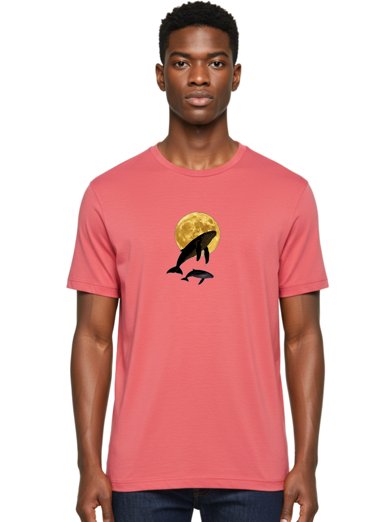 Whales-And-Moon-2 Men'S Graphic Tee, 100% Cotton, Comfortable Casual Summer Wear, Machine Washable, Vintage Camera, Old Camera, Antique Camera, Black Camera, Classic Photography, Photography Equipment, Nostalgic Device, Film Camera, Camera Art Baj304