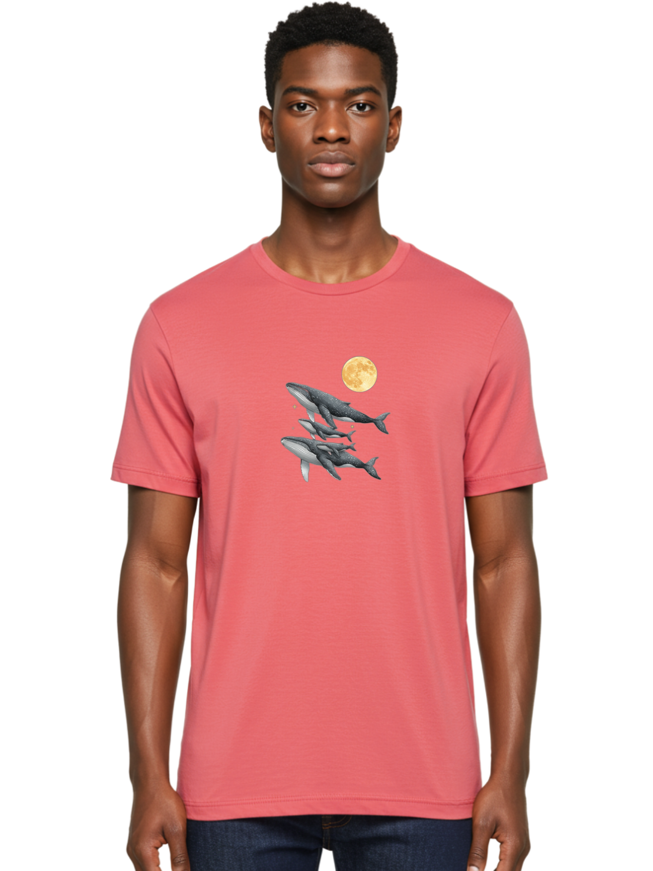 Whales-Under-Full-Moon Men'S Graphic Tee, 100% Cotton, Comfortable Casual Summer Wear, Machine Washable, Vintage Camera, Old Camera, Antique Camera, Black Camera, Classic Photography, Photography Equipment, Nostalgic Device, Film Camera, Baj306