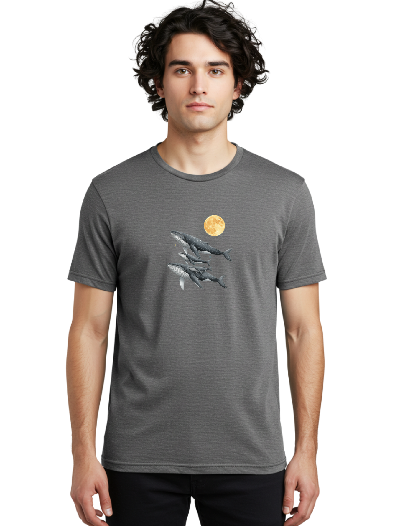 Whales-Under-Full-Moon Men'S Graphic Tee, 100% Cotton, Comfortable Casual Summer Wear, Machine Washable, Vintage Camera, Old Camera, Antique Camera, Black Camera, Classic Photography, Photography Equipment, Nostalgic Device, Film Camera, Baj306