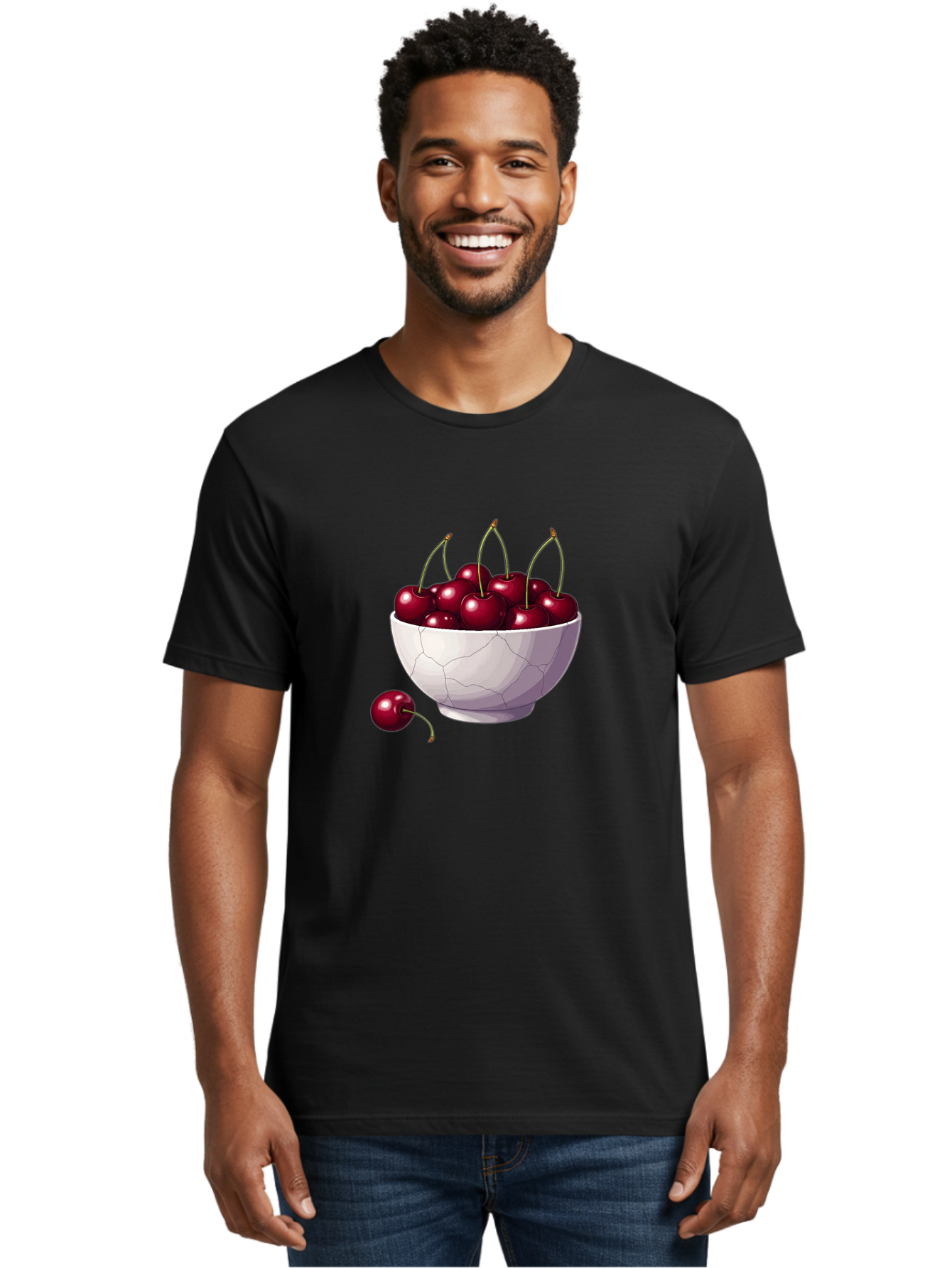 White-Bowl-Of-Cherries Men'S Graphic Tee, 100% Cotton, Comfortable Casual Summer Wear, Machine Washable, Vintage Camera, Old Camera, Antique Camera, Black Camera, Classic Photography, Photography Equipment, Nostalgic Device, Film Camera, Baj308