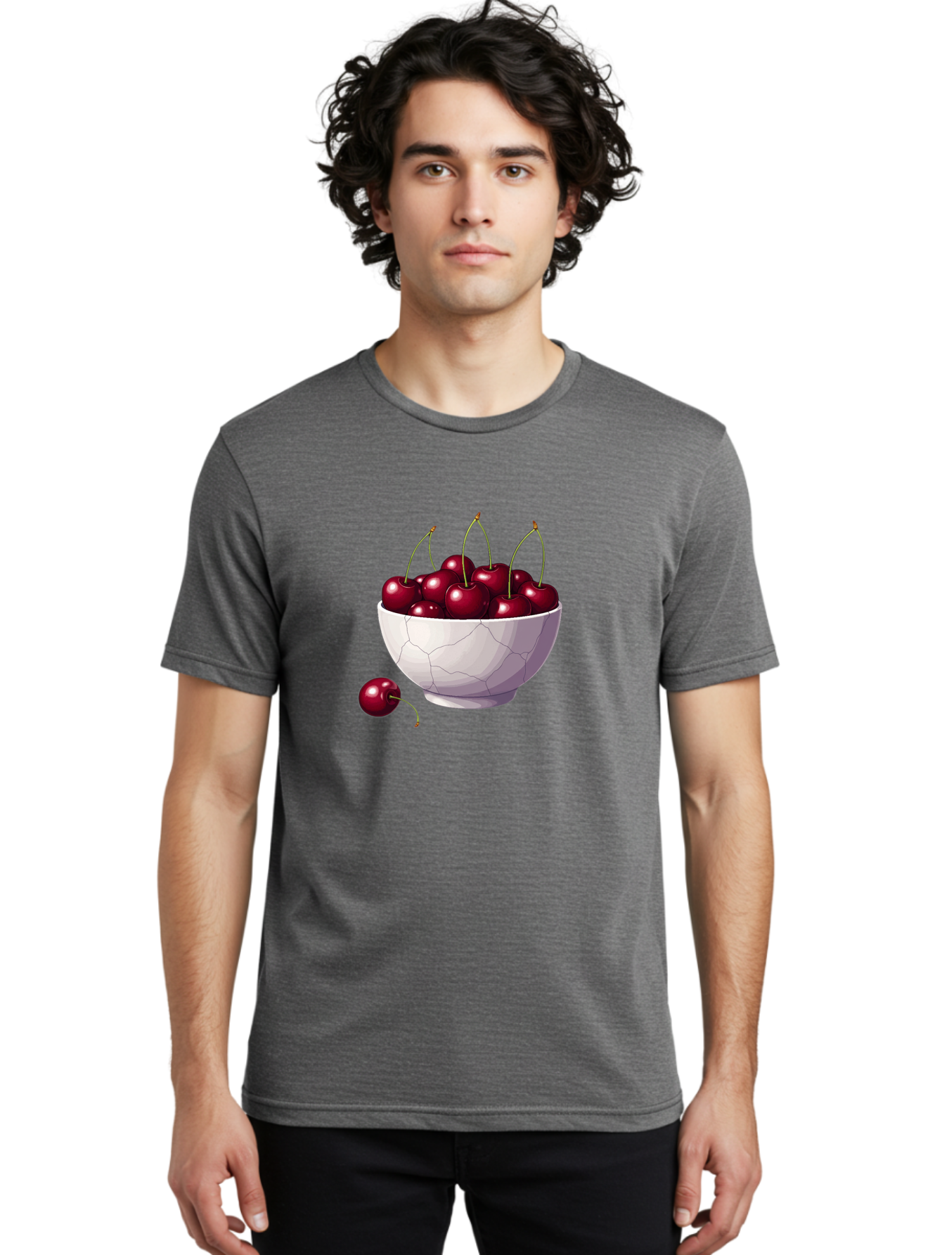 White-Bowl-Of-Cherries Men'S Graphic Tee, 100% Cotton, Comfortable Casual Summer Wear, Machine Washable, Vintage Camera, Old Camera, Antique Camera, Black Camera, Classic Photography, Photography Equipment, Nostalgic Device, Film Camera, Baj308