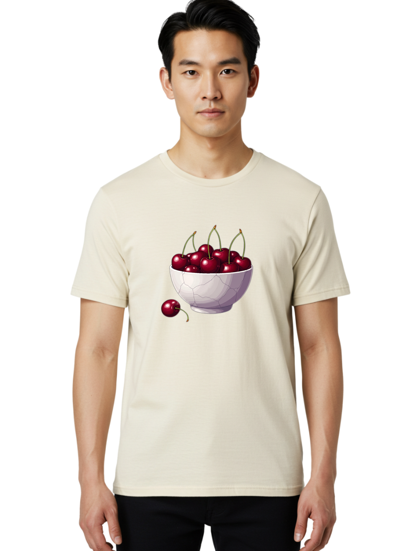 White-Bowl-Of-Cherries Men'S Graphic Tee, 100% Cotton, Comfortable Casual Summer Wear, Machine Washable, Vintage Camera, Old Camera, Antique Camera, Black Camera, Classic Photography, Photography Equipment, Nostalgic Device, Film Camera, Baj308