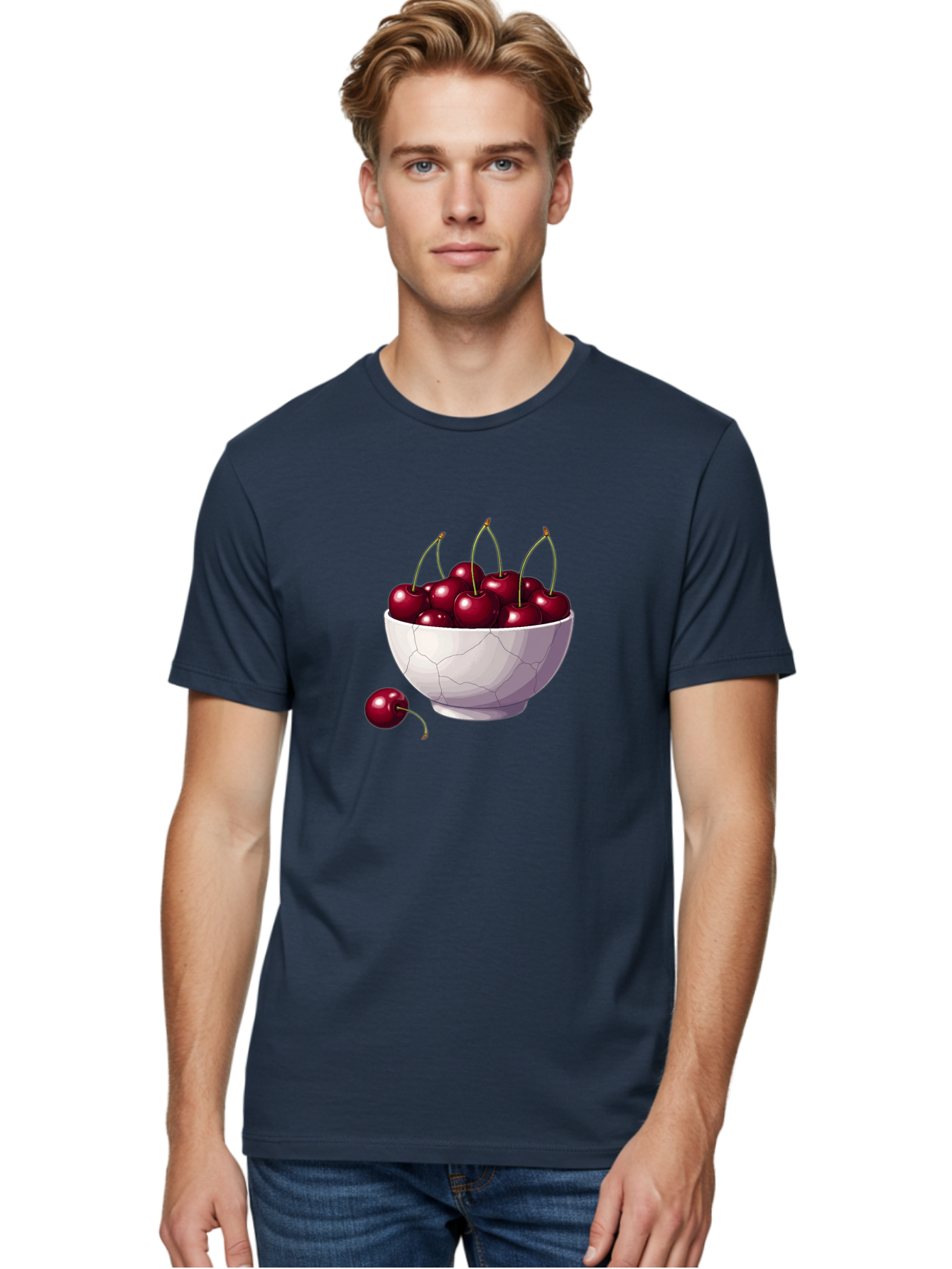 White-Bowl-Of-Cherries Men'S Graphic Tee, 100% Cotton, Comfortable Casual Summer Wear, Machine Washable, Vintage Camera, Old Camera, Antique Camera, Black Camera, Classic Photography, Photography Equipment, Nostalgic Device, Film Camera, Baj308