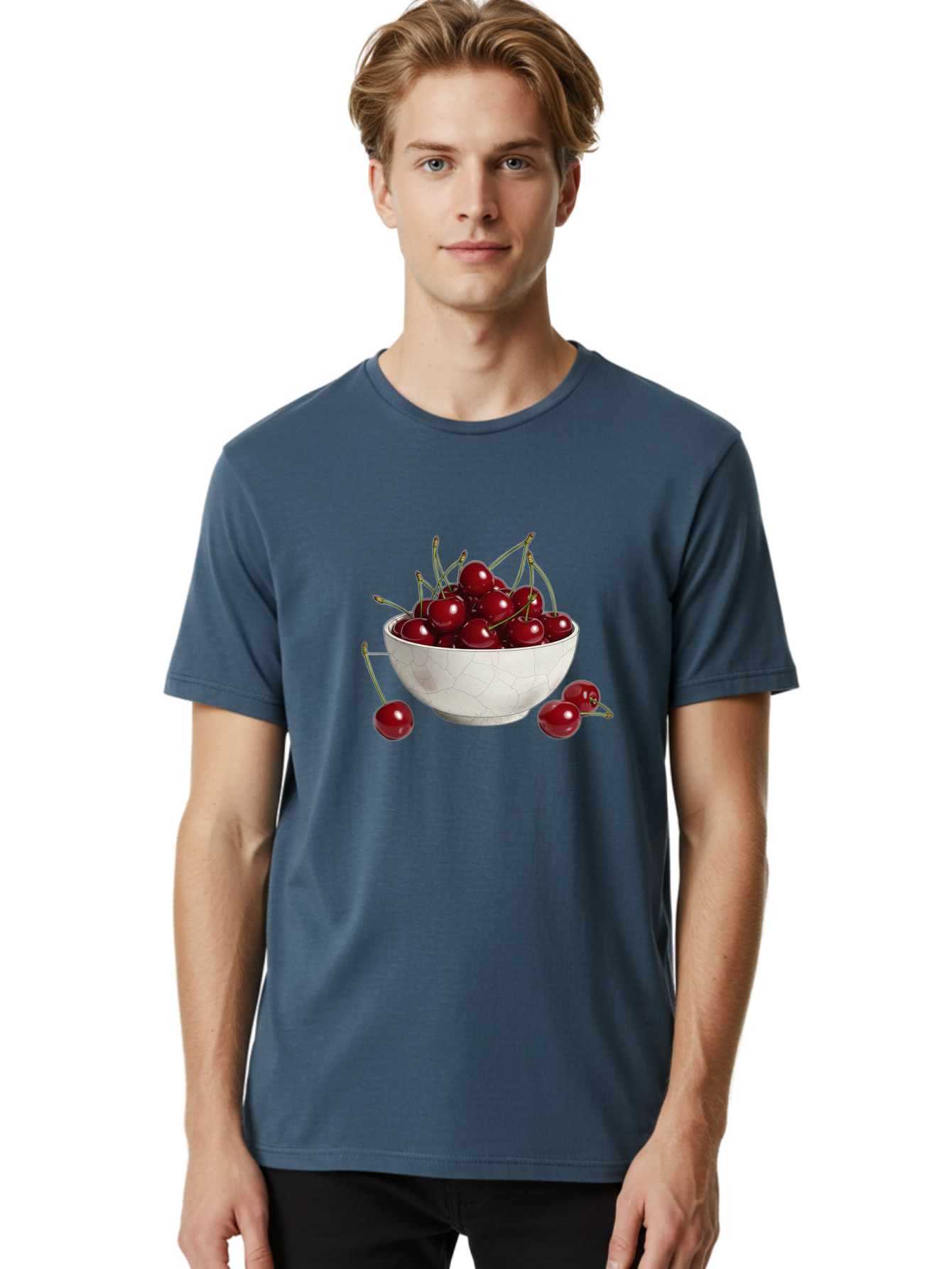 White-Bowl-With-Cherries Men'S Graphic Tee, 100% Cotton, Comfortable Casual Summer Wear, Machine Washable, Vintage Camera, Old Camera, Antique Camera, Black Camera, Classic Photography, Photography Equipment, Nostalgic Device, Film Camera, Baj309