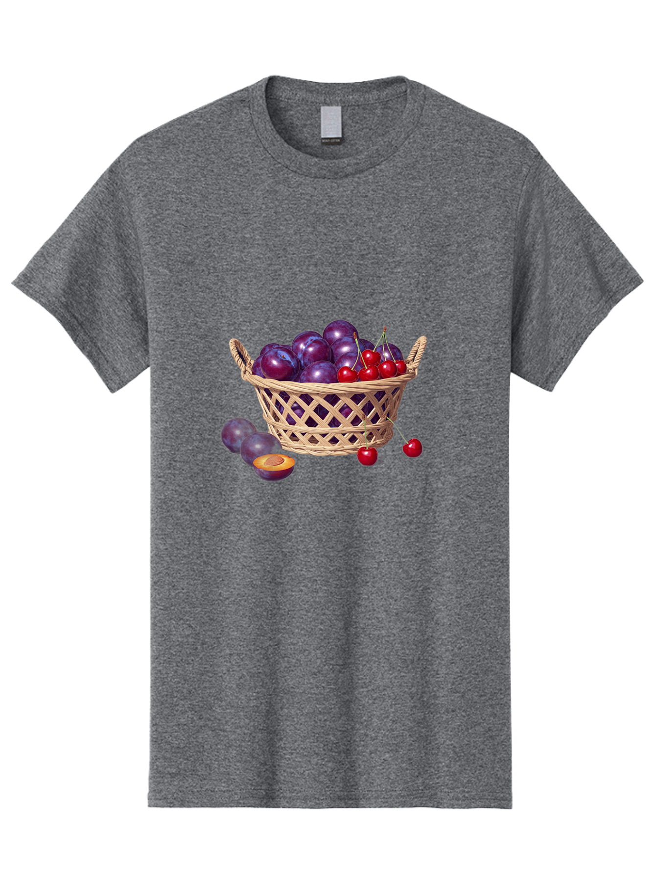 Wicker-Basket-Of-Plums-And-Cherries Men'S Graphic Tee, 100% Cotton, Comfortable Casual Summer Wear, Machine Washable, Vintage Camera, Old Camera, Antique Camera, Black Camera, Classic Photography, Photography Equipment, Nostalgic Device, Baj311