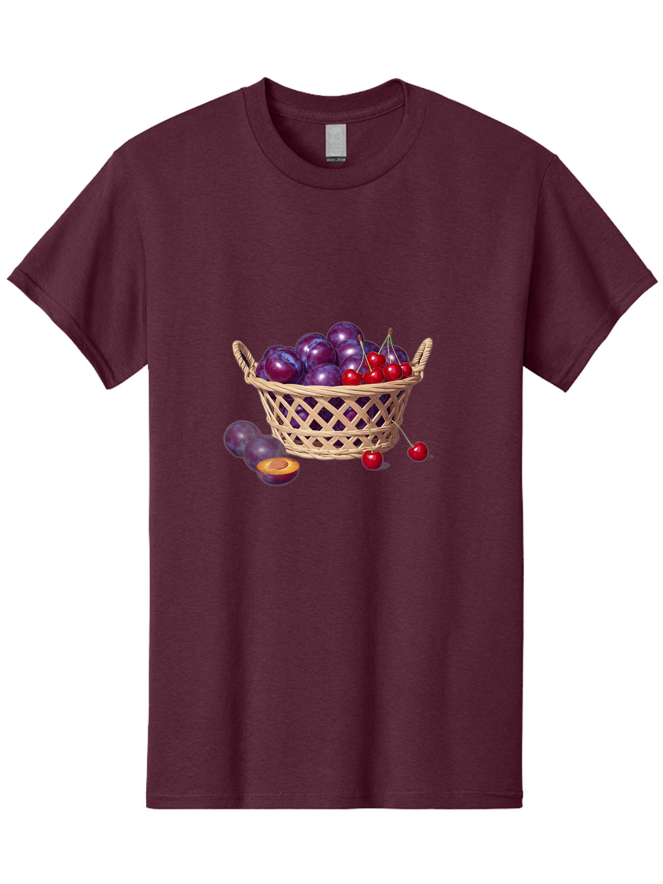 Wicker-Basket-Of-Plums-And-Cherries Men'S Graphic Tee, 100% Cotton, Comfortable Casual Summer Wear, Machine Washable, Vintage Camera, Old Camera, Antique Camera, Black Camera, Classic Photography, Photography Equipment, Nostalgic Device, Baj311