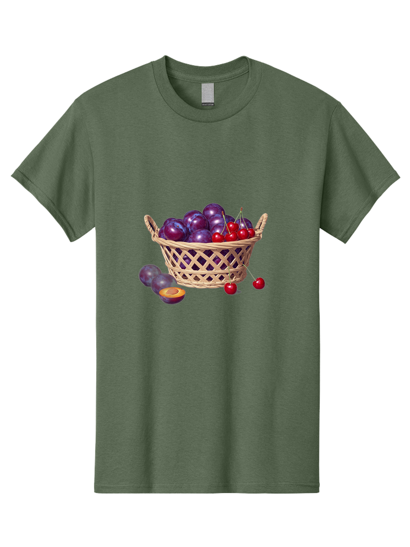 Wicker-Basket-Of-Plums-And-Cherries Men'S Graphic Tee, 100% Cotton, Comfortable Casual Summer Wear, Machine Washable, Vintage Camera, Old Camera, Antique Camera, Black Camera, Classic Photography, Photography Equipment, Nostalgic Device, Baj311
