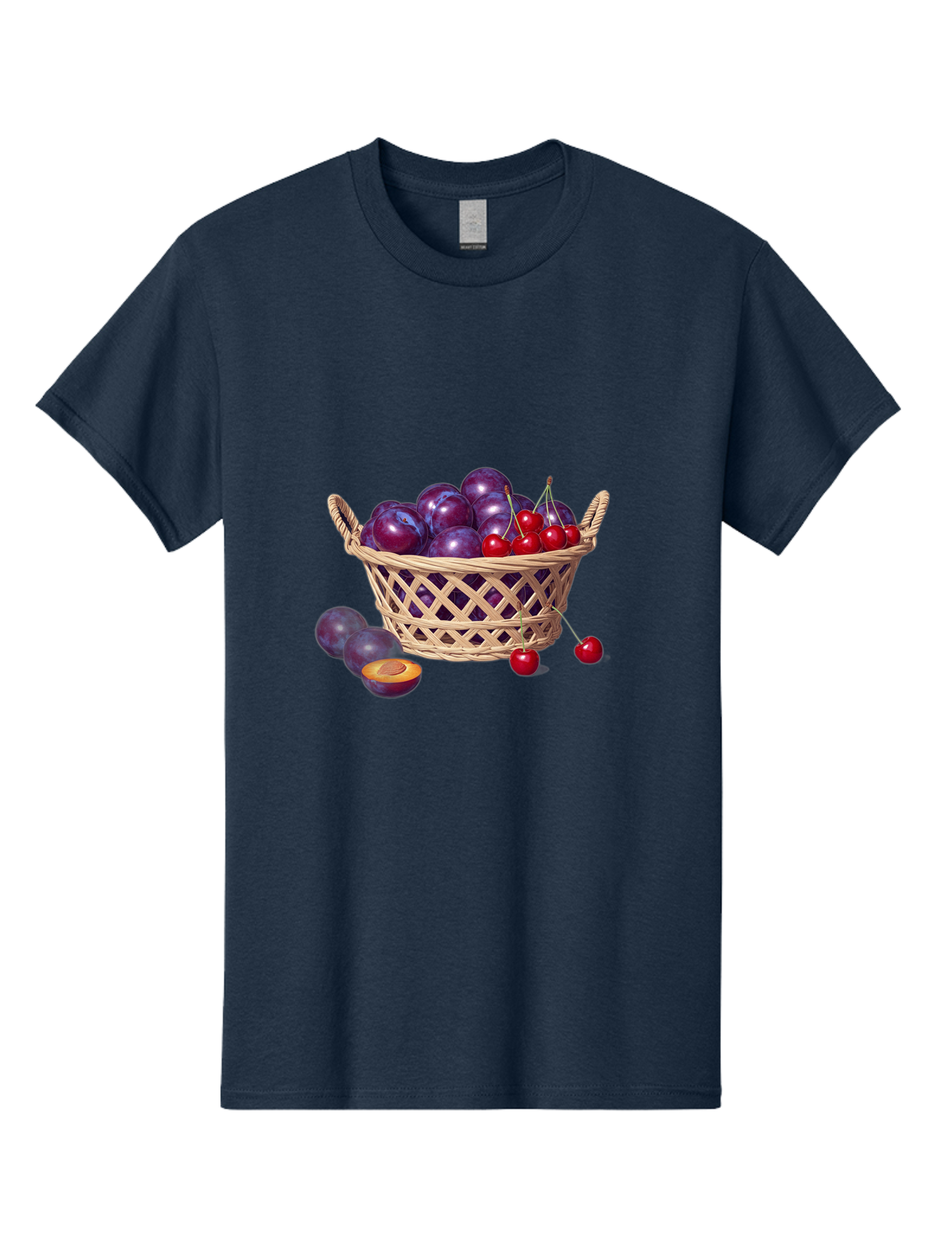 Wicker-Basket-Of-Plums-And-Cherries Men'S Graphic Tee, 100% Cotton, Comfortable Casual Summer Wear, Machine Washable, Vintage Camera, Old Camera, Antique Camera, Black Camera, Classic Photography, Photography Equipment, Nostalgic Device, Baj311