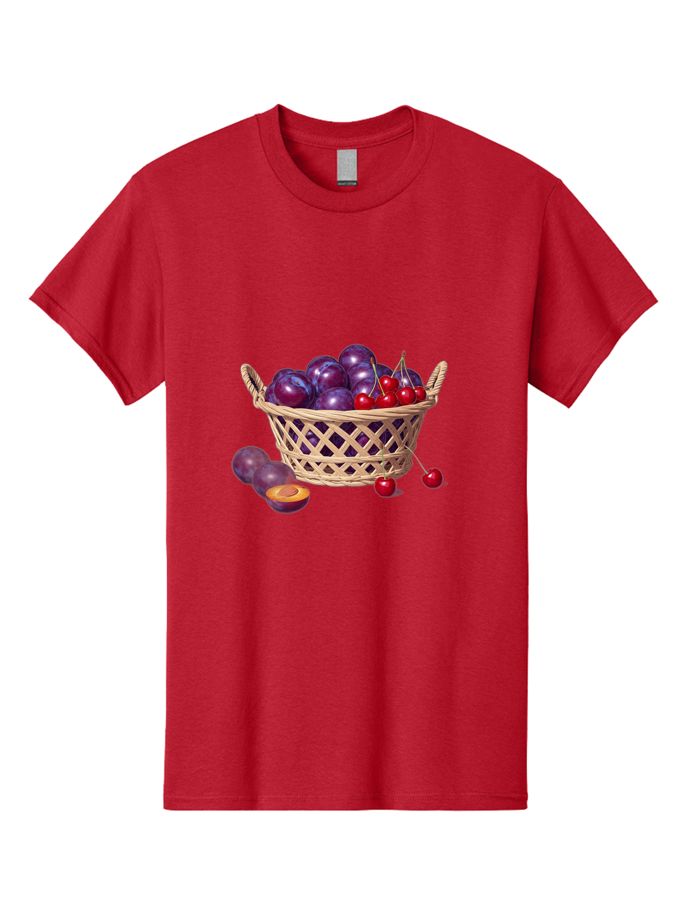 Wicker-Basket-Of-Plums-And-Cherries Men'S Graphic Tee, 100% Cotton, Comfortable Casual Summer Wear, Machine Washable, Vintage Camera, Old Camera, Antique Camera, Black Camera, Classic Photography, Photography Equipment, Nostalgic Device, Baj311