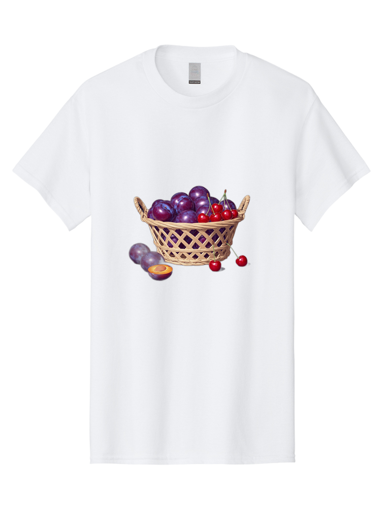 Wicker-Basket-Of-Plums-And-Cherries Men'S Graphic Tee, 100% Cotton, Comfortable Casual Summer Wear, Machine Washable, Vintage Camera, Old Camera, Antique Camera, Black Camera, Classic Photography, Photography Equipment, Nostalgic Device, Baj311
