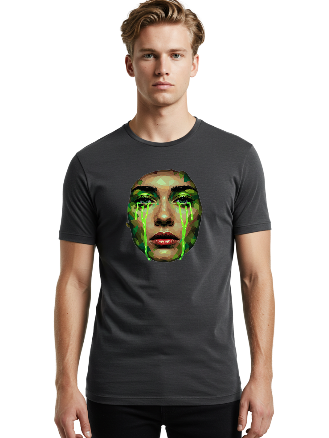 Woman-Crying-Green-Tears Men'S Graphic Tee, 100% Cotton, Comfortable Casual Summer Wear, Machine Washable, Vintage Camera, Old Camera, Antique Camera, Black Camera, Classic Photography, Photography Equipment, Nostalgic Device, Film Camera, Baj315