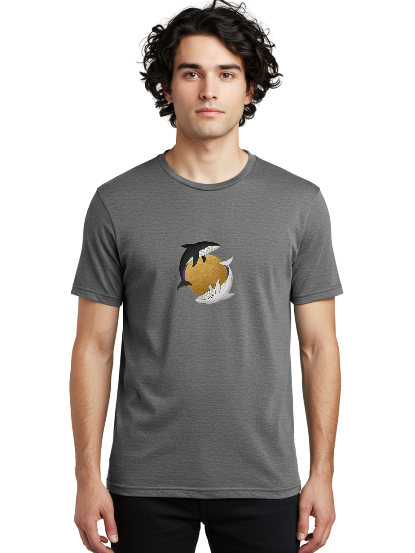 Yin-Yang-Whales Men'S Graphic Tee, 100% Cotton, Comfortable Casual Summer Wear, Machine Washable, Vintage Camera, Old Camera, Antique Camera, Black Camera, Classic Photography, Photography Equipment, Nostalgic Device, Film Camera, Camera Art Baj318