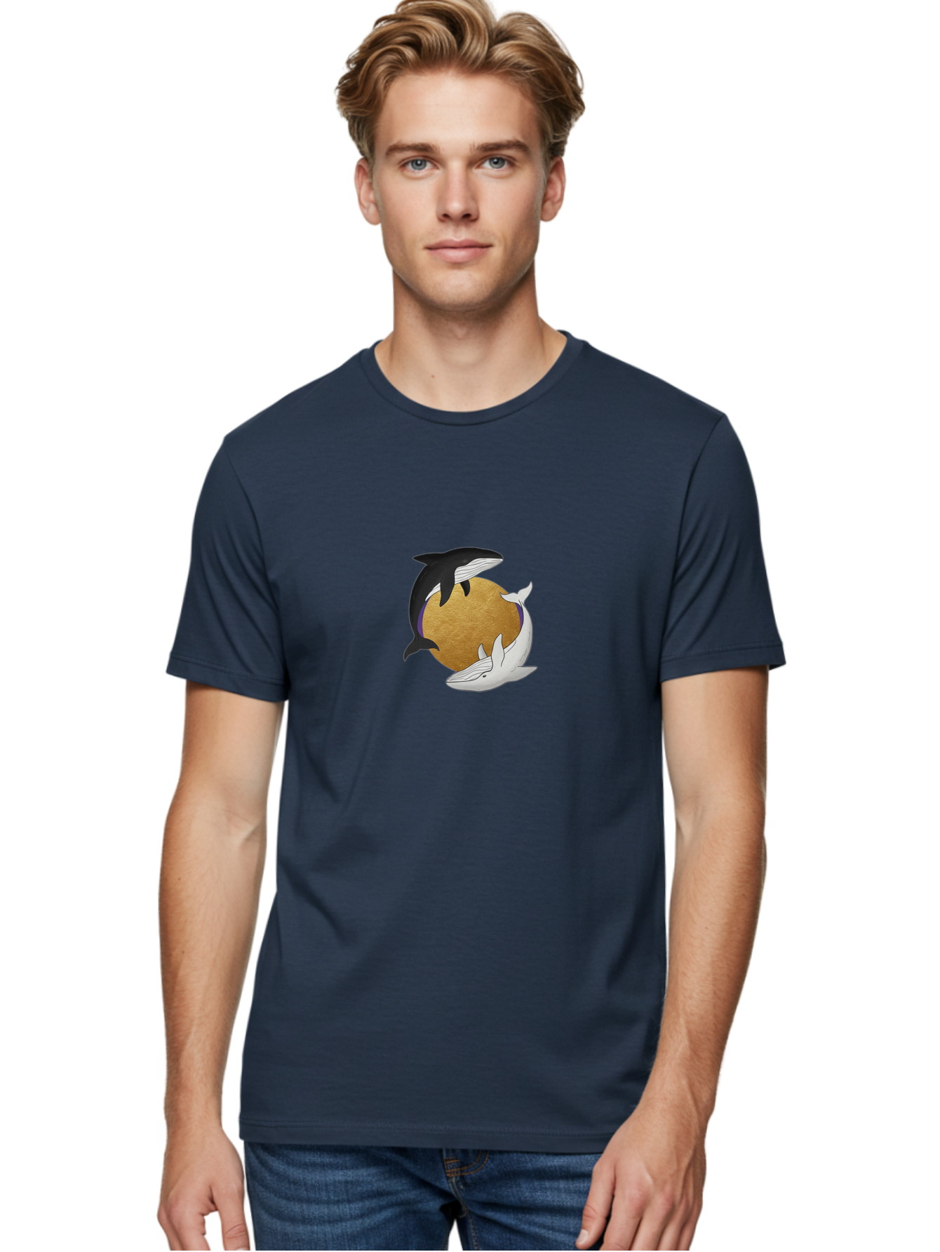 Yin-Yang-Whales Men'S Graphic Tee, 100% Cotton, Comfortable Casual Summer Wear, Machine Washable, Vintage Camera, Old Camera, Antique Camera, Black Camera, Classic Photography, Photography Equipment, Nostalgic Device, Film Camera, Camera Art Baj318