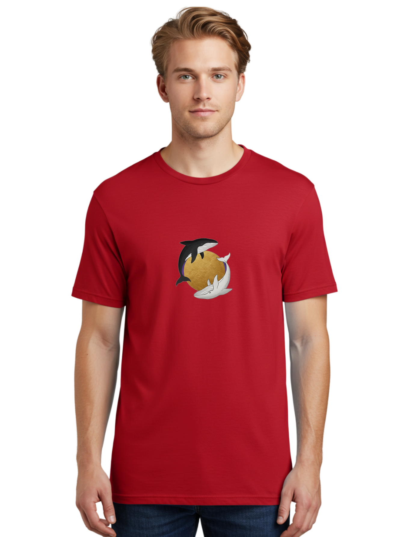 Yin-Yang-Whales Men'S Graphic Tee, 100% Cotton, Comfortable Casual Summer Wear, Machine Washable, Vintage Camera, Old Camera, Antique Camera, Black Camera, Classic Photography, Photography Equipment, Nostalgic Device, Film Camera, Camera Art Baj318