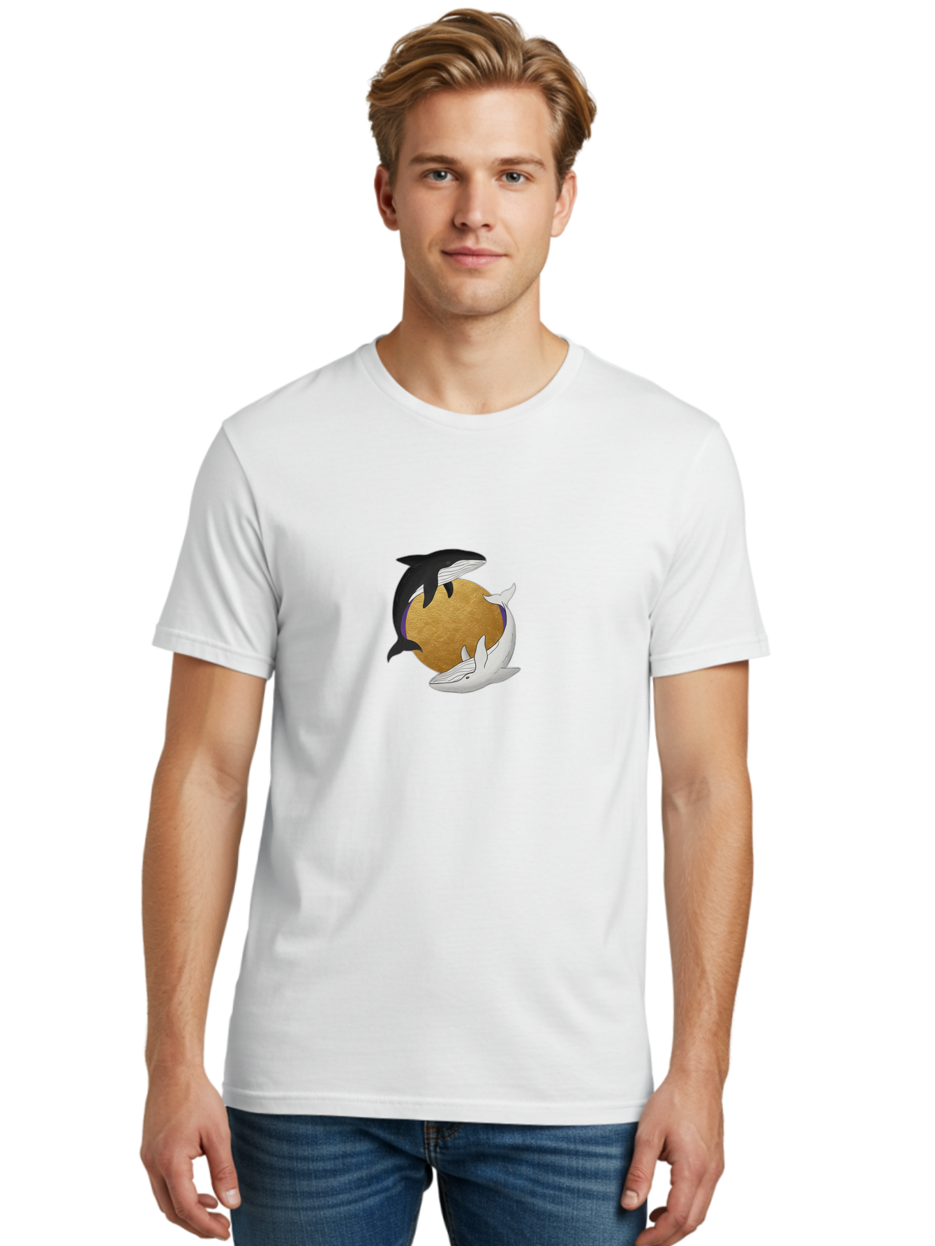 Yin-Yang-Whales Men'S Graphic Tee, 100% Cotton, Comfortable Casual Summer Wear, Machine Washable, Vintage Camera, Old Camera, Antique Camera, Black Camera, Classic Photography, Photography Equipment, Nostalgic Device, Film Camera, Camera Art Baj318