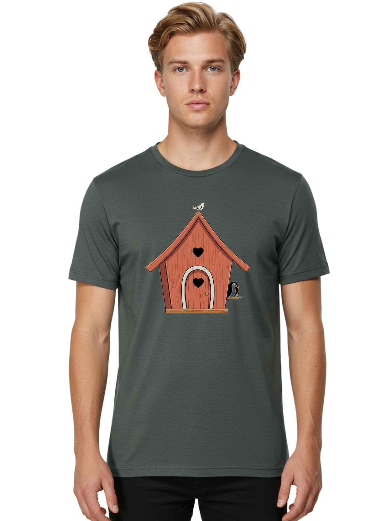 Birdhouse-With-Heart-Shaped-Windows Men'S Graphic Tee, 100% Cotton, Comfortable Casual Summer Wear, Machine Washable, Vintage Camera, Old Camera, Antique Camera, Black Camera, Classic Photography, Photography Equipment, Nostalgic Device, Baj328