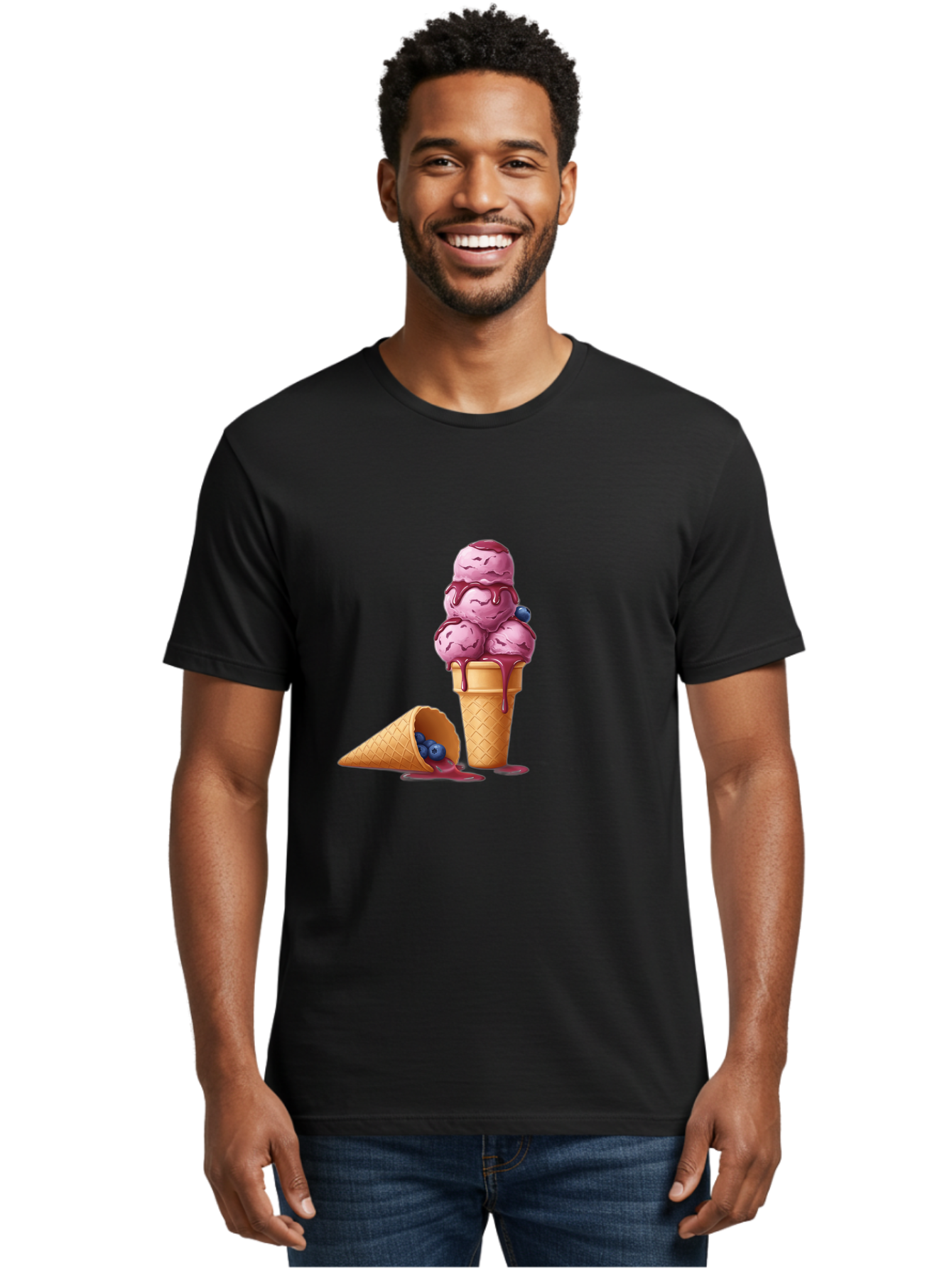 Blueberry-Ice-Cream Men'S Graphic Tee, 100% Cotton, Comfortable Casual Summer Wear, Machine Washable, Vintage Camera, Old Camera, Antique Camera, Black Camera, Classic Photography, Photography Equipment, Nostalgic Device, Film Camera, Baj338