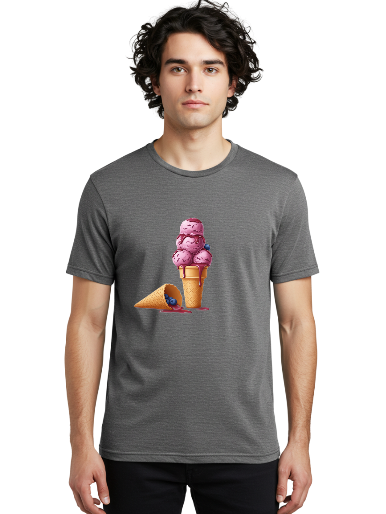 Blueberry-Ice-Cream Men'S Graphic Tee, 100% Cotton, Comfortable Casual Summer Wear, Machine Washable, Vintage Camera, Old Camera, Antique Camera, Black Camera, Classic Photography, Photography Equipment, Nostalgic Device, Film Camera, Baj338