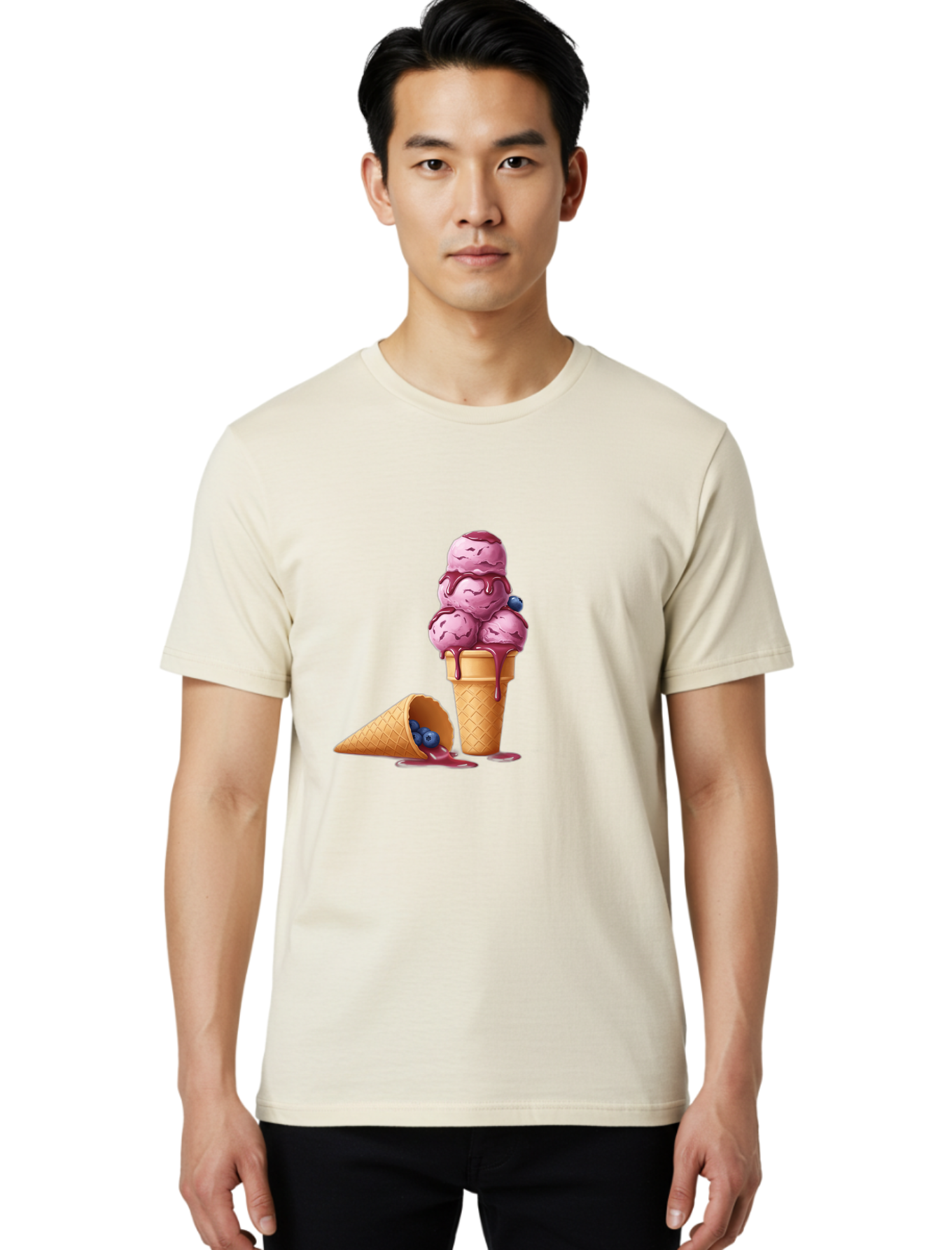 Blueberry-Ice-Cream Men'S Graphic Tee, 100% Cotton, Comfortable Casual Summer Wear, Machine Washable, Vintage Camera, Old Camera, Antique Camera, Black Camera, Classic Photography, Photography Equipment, Nostalgic Device, Film Camera, Baj338