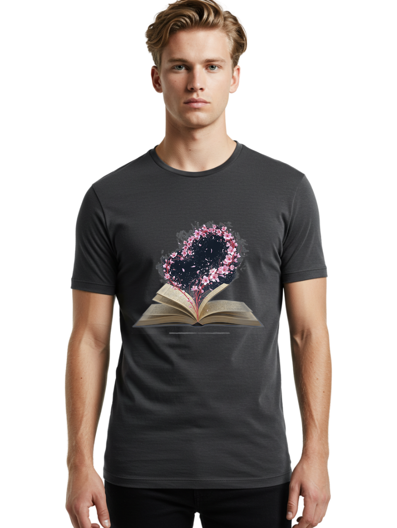 Book-With-Cherry-Blossom-Tree Men'S Graphic Tee, 100% Cotton, Comfortable Casual Summer Wear, Machine Washable, Vintage Camera, Old Camera, Antique Camera, Black Camera, Classic Photography, Photography Equipment, Nostalgic Device, Baj339