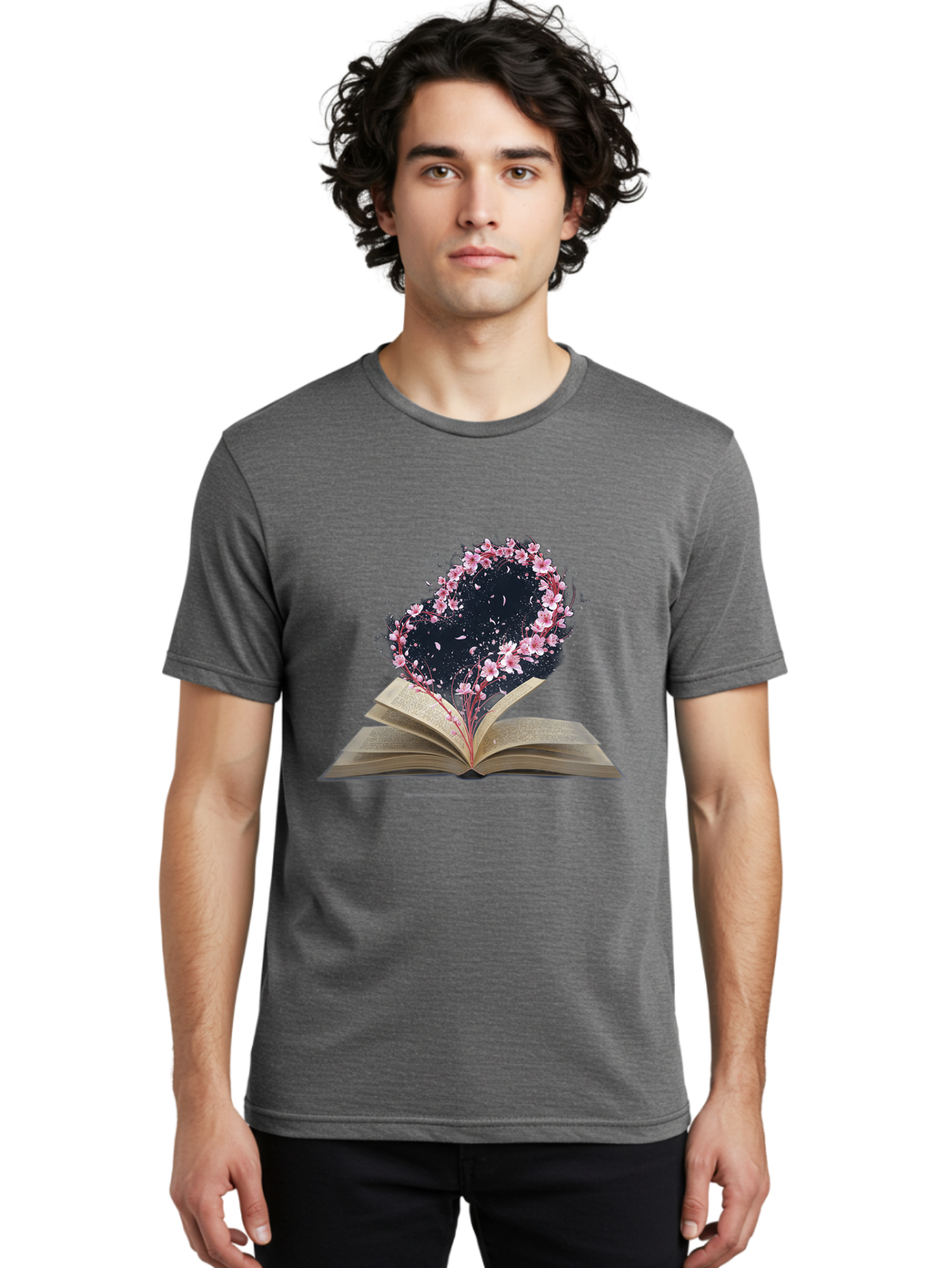Book-With-Cherry-Blossom-Tree Men'S Graphic Tee, 100% Cotton, Comfortable Casual Summer Wear, Machine Washable, Vintage Camera, Old Camera, Antique Camera, Black Camera, Classic Photography, Photography Equipment, Nostalgic Device, Baj339