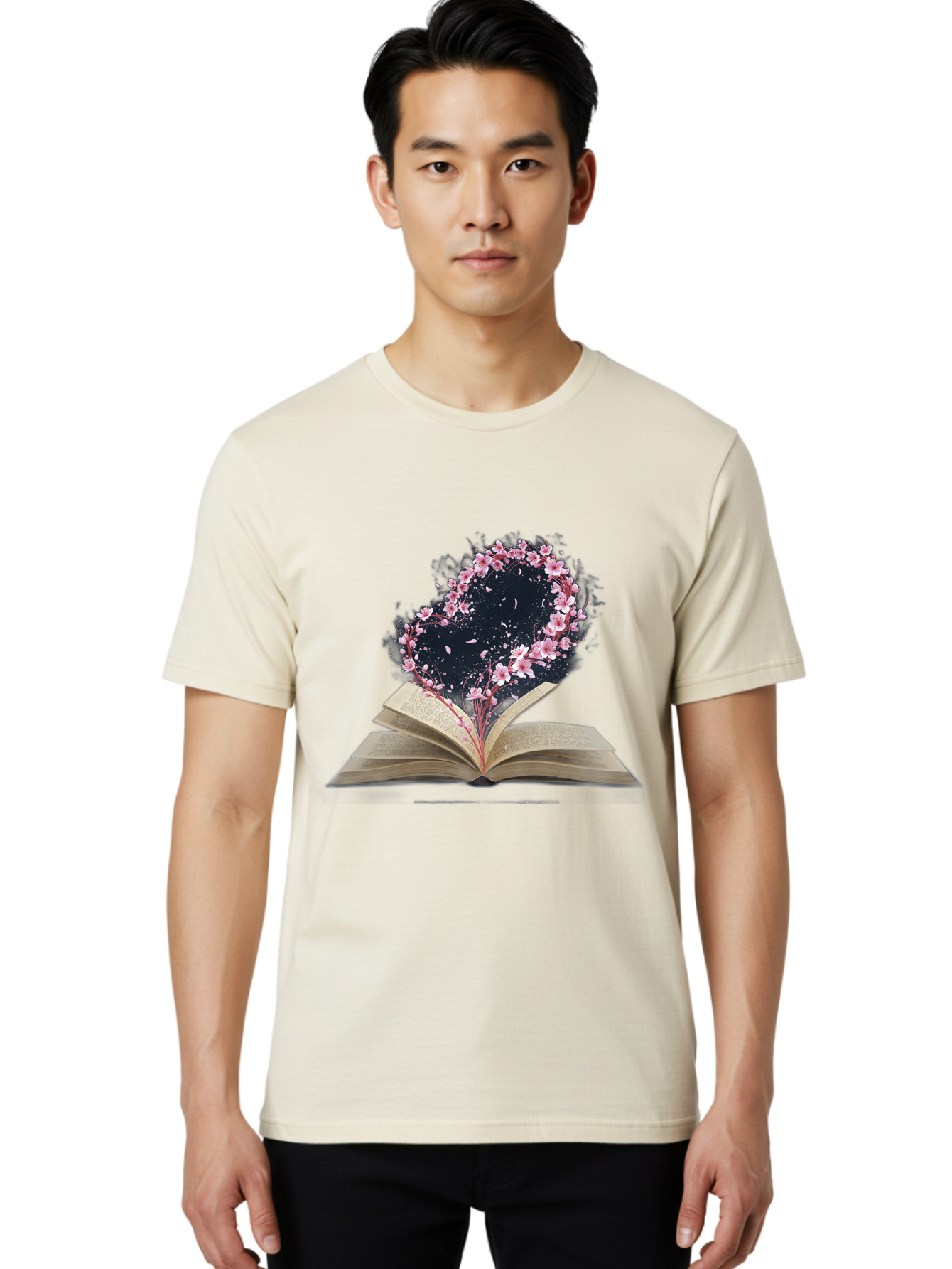 Book-With-Cherry-Blossom-Tree Men'S Graphic Tee, 100% Cotton, Comfortable Casual Summer Wear, Machine Washable, Vintage Camera, Old Camera, Antique Camera, Black Camera, Classic Photography, Photography Equipment, Nostalgic Device, Baj339
