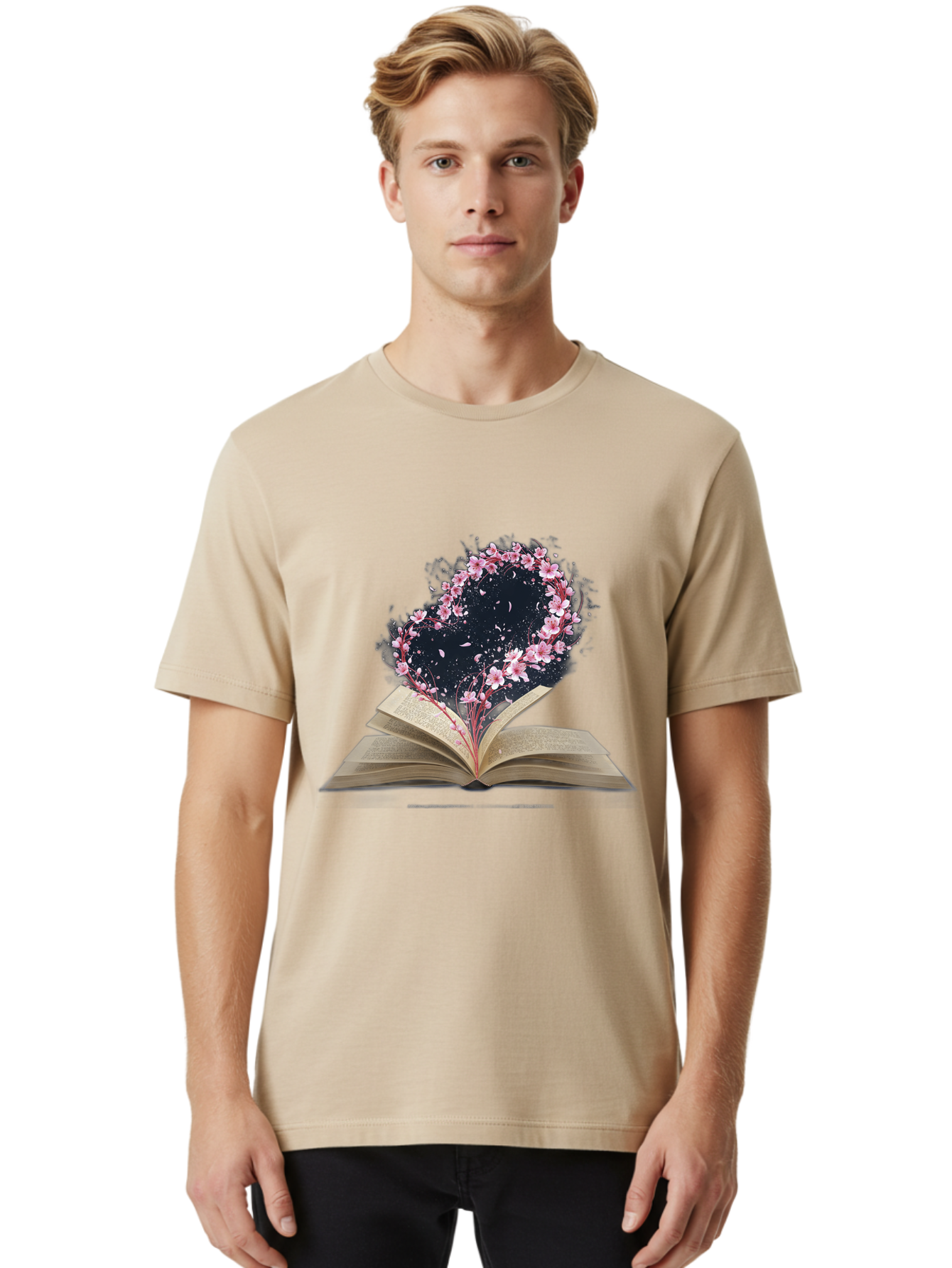 Book-With-Cherry-Blossom-Tree Men'S Graphic Tee, 100% Cotton, Comfortable Casual Summer Wear, Machine Washable, Vintage Camera, Old Camera, Antique Camera, Black Camera, Classic Photography, Photography Equipment, Nostalgic Device, Baj339