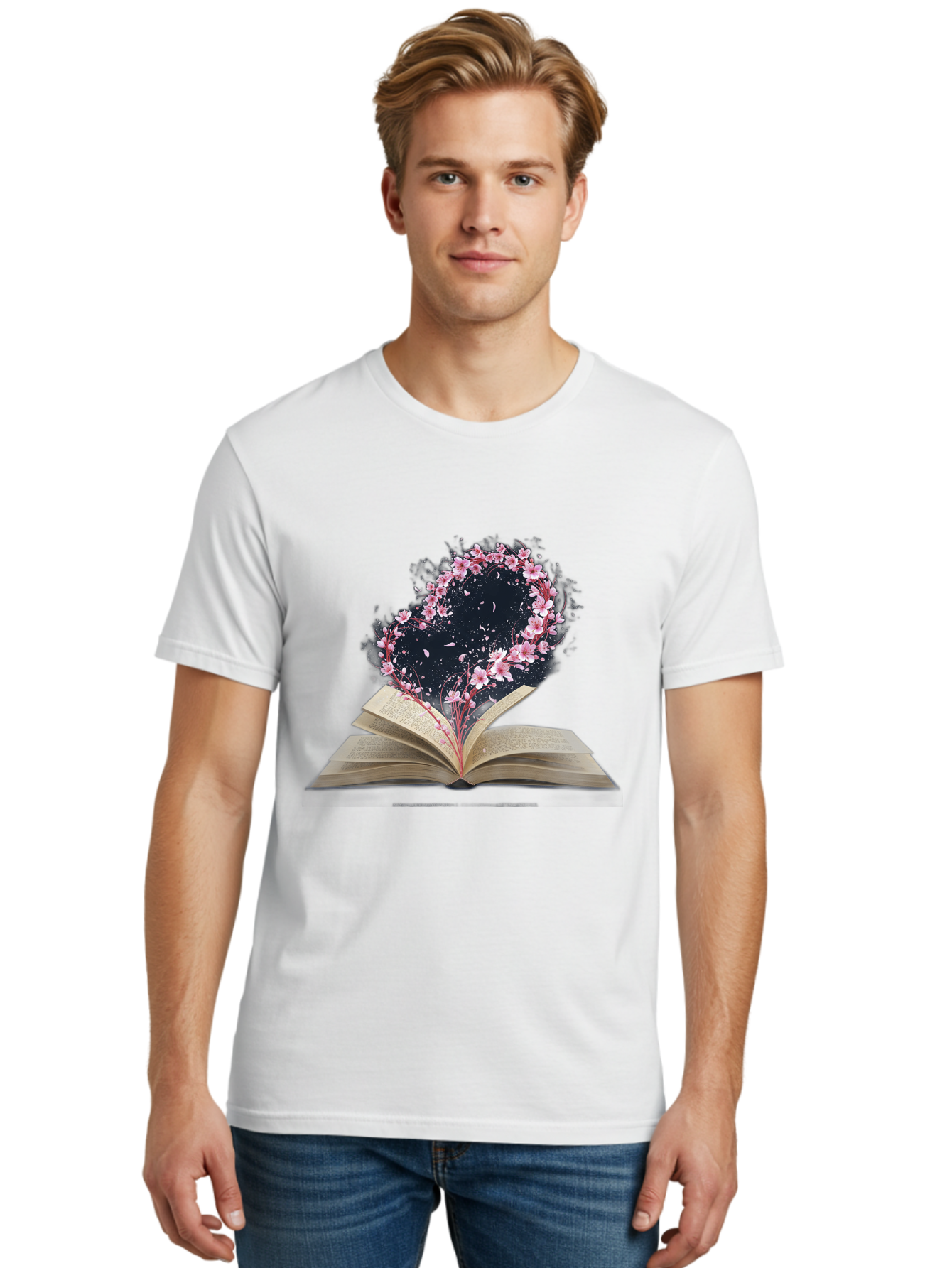 Book-With-Cherry-Blossom-Tree Men'S Graphic Tee, 100% Cotton, Comfortable Casual Summer Wear, Machine Washable, Vintage Camera, Old Camera, Antique Camera, Black Camera, Classic Photography, Photography Equipment, Nostalgic Device, Baj339
