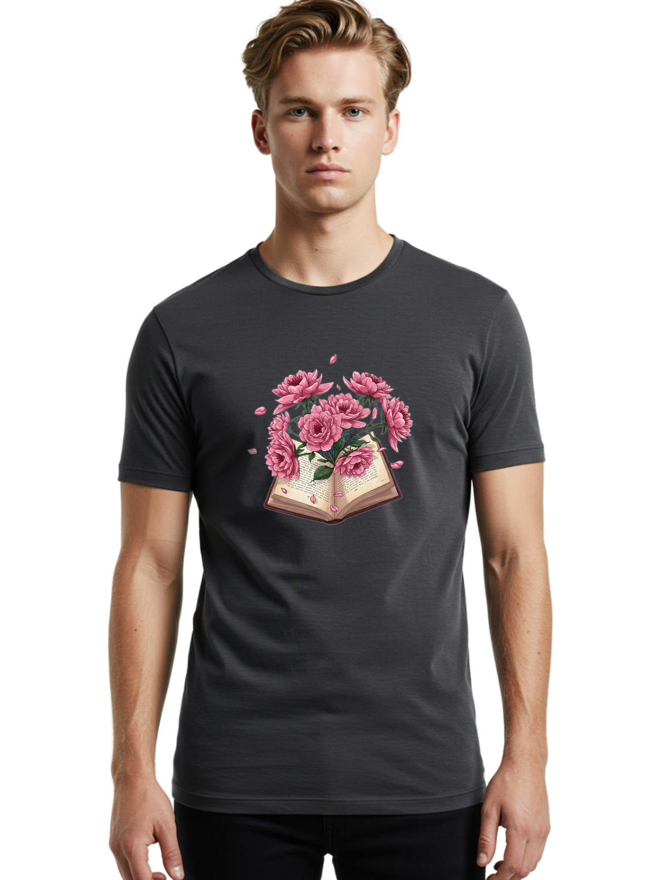Book-With-Pink-Roses Men'S Graphic Tee, 100% Cotton, Comfortable Casual Summer Wear, Machine Washable, Vintage Camera, Old Camera, Antique Camera, Black Camera, Classic Photography, Photography Equipment, Nostalgic Device, Film Camera, Baj340
