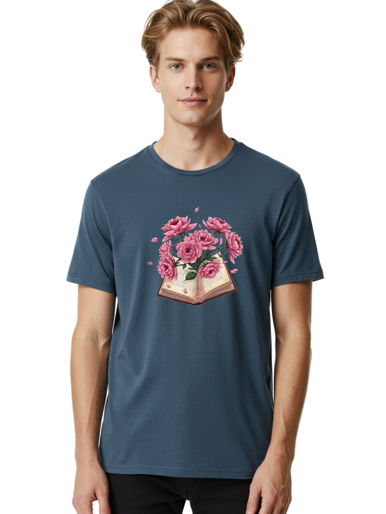 Book-With-Pink-Roses Men'S Graphic Tee, 100% Cotton, Comfortable Casual Summer Wear, Machine Washable, Vintage Camera, Old Camera, Antique Camera, Black Camera, Classic Photography, Photography Equipment, Nostalgic Device, Film Camera, Baj340
