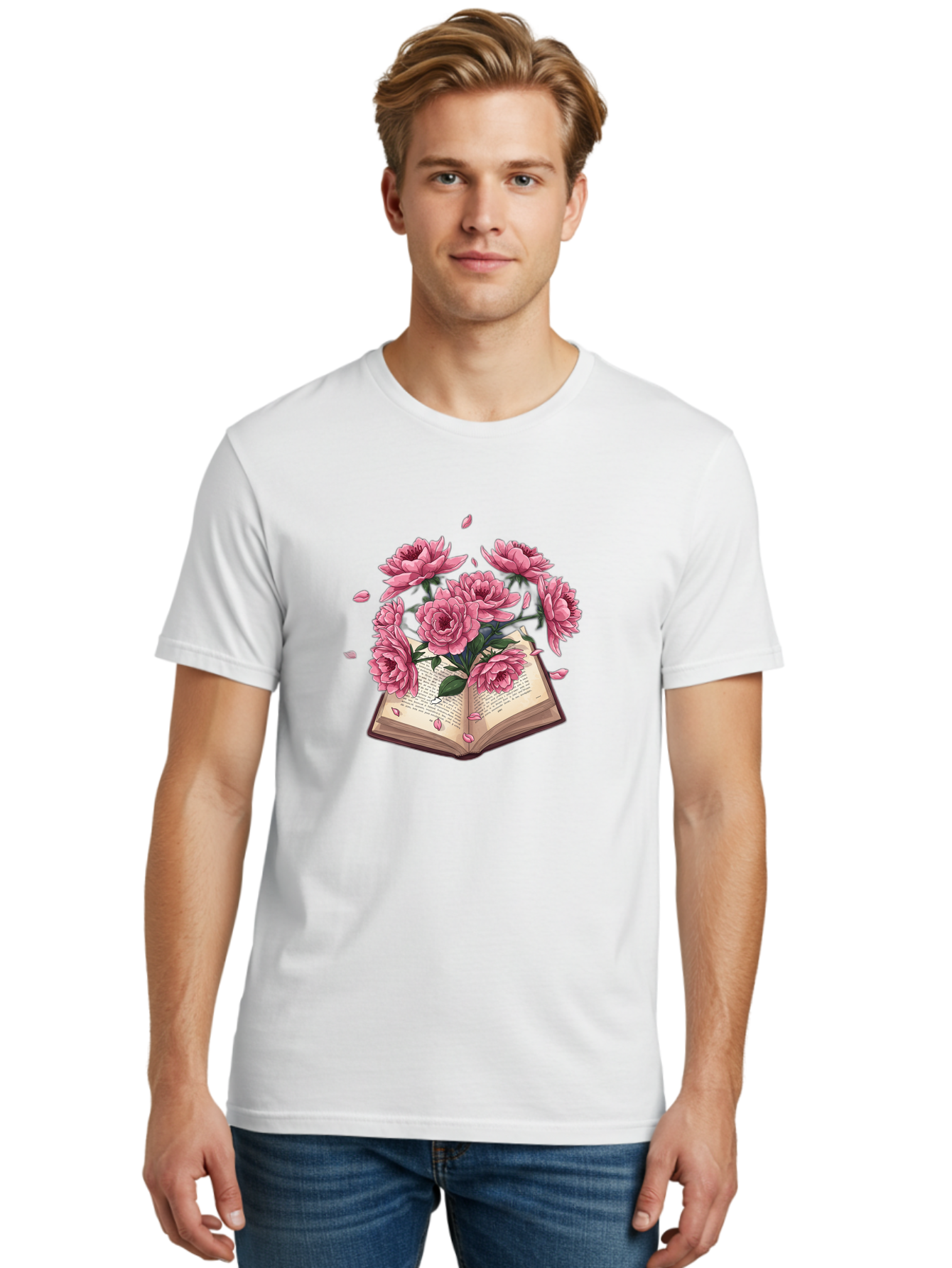 Book-With-Pink-Roses Men'S Graphic Tee, 100% Cotton, Comfortable Casual Summer Wear, Machine Washable, Vintage Camera, Old Camera, Antique Camera, Black Camera, Classic Photography, Photography Equipment, Nostalgic Device, Film Camera, Baj340