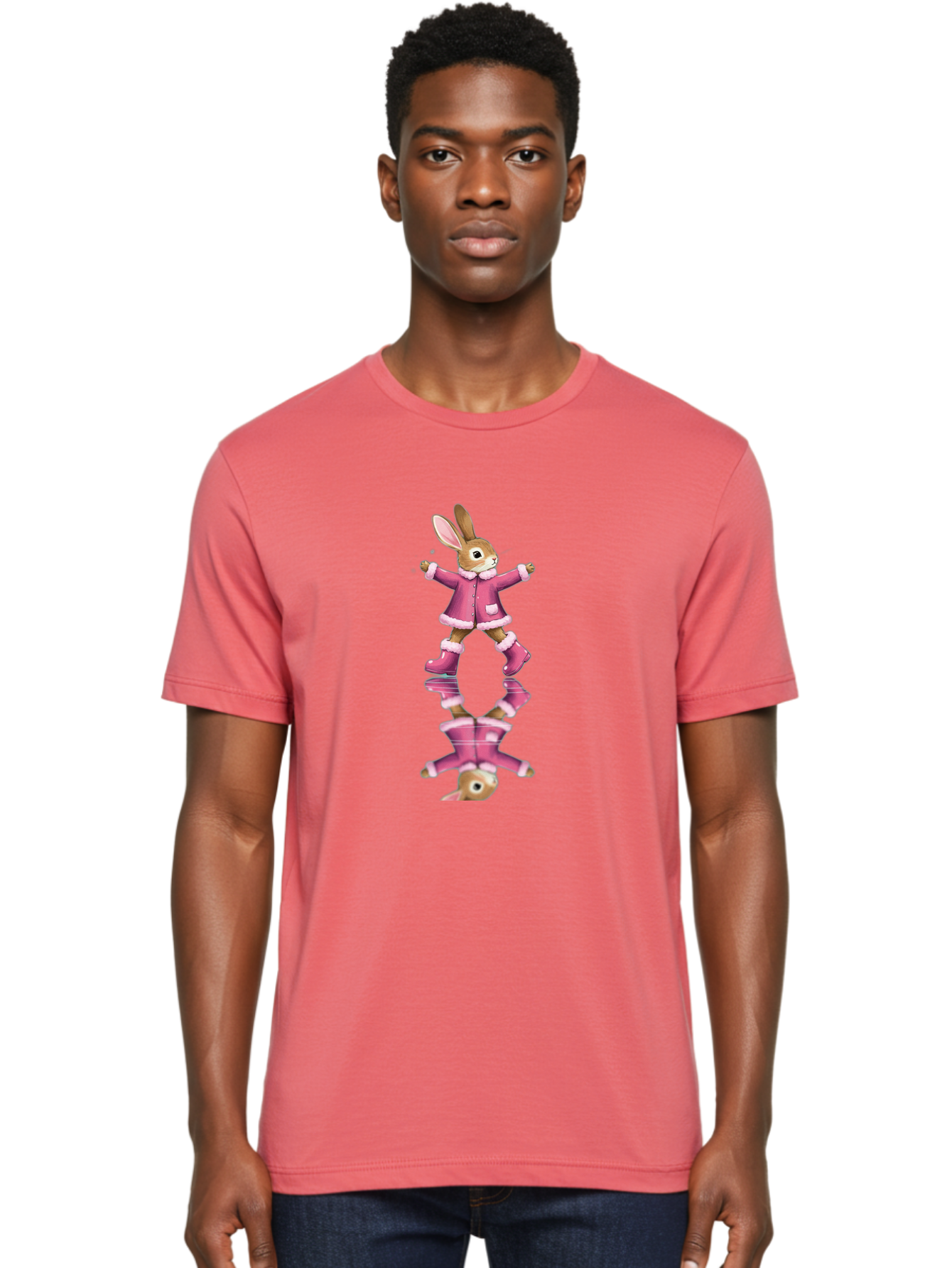 Bunny-In-Pink-Jacket Men'S Graphic Tee, 100% Cotton, Comfortable Casual Summer Wear, Machine Washable, Vintage Camera, Old Camera, Antique Camera, Black Camera, Classic Photography, Photography Equipment, Nostalgic Device, Film Camera, Baj347