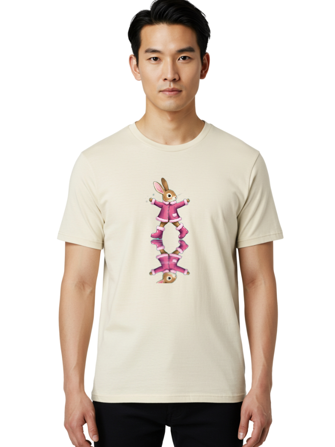 Bunny-In-Pink-Jacket Men'S Graphic Tee, 100% Cotton, Comfortable Casual Summer Wear, Machine Washable, Vintage Camera, Old Camera, Antique Camera, Black Camera, Classic Photography, Photography Equipment, Nostalgic Device, Film Camera, Baj347