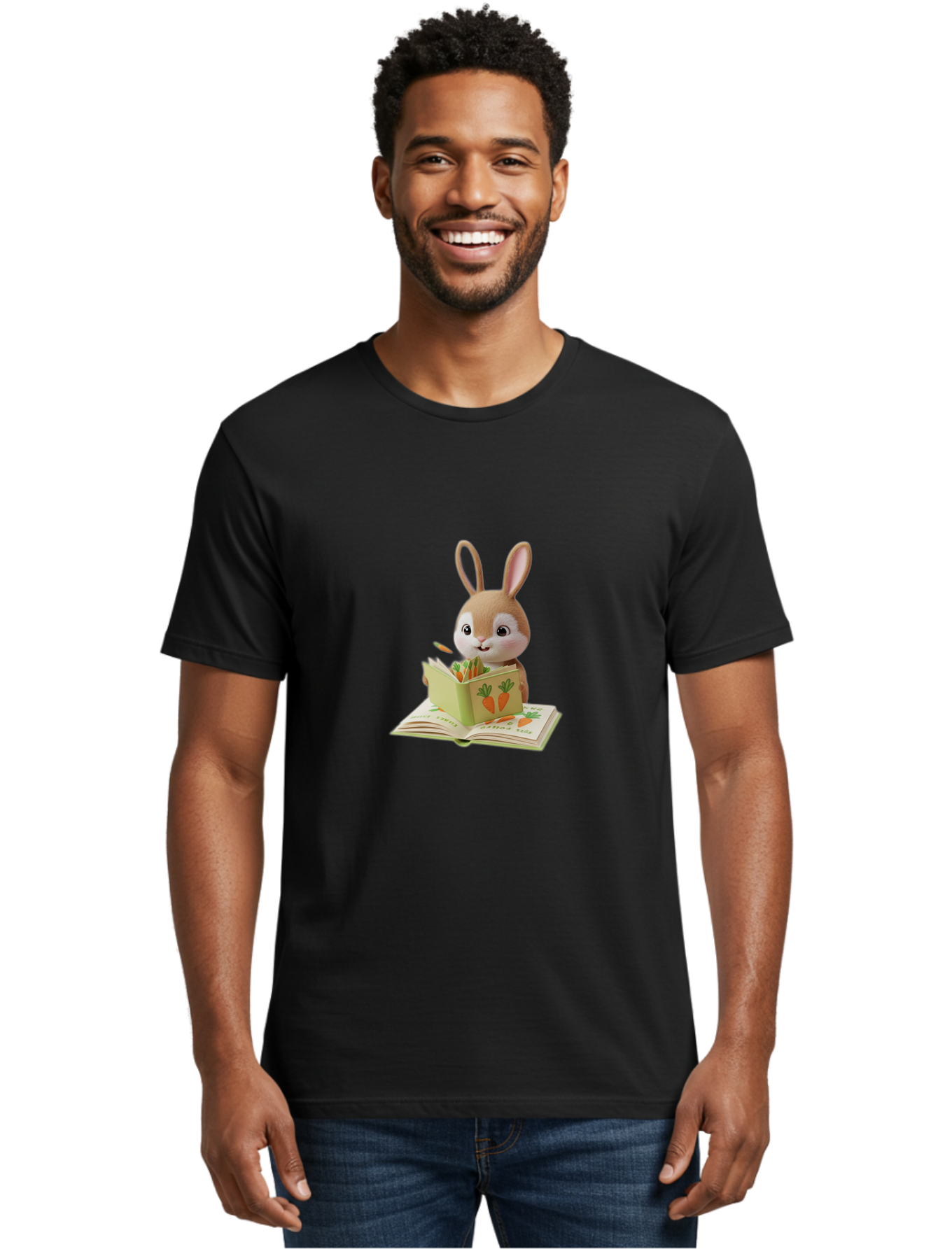 Bunny-Reading-Carrot-Book Men'S Graphic Tee, 100% Cotton, Comfortable Casual Summer Wear, Machine Washable, Vintage Camera, Old Camera, Antique Camera, Black Camera, Classic Photography, Photography Equipment, Nostalgic Device, Film Camera, Baj348