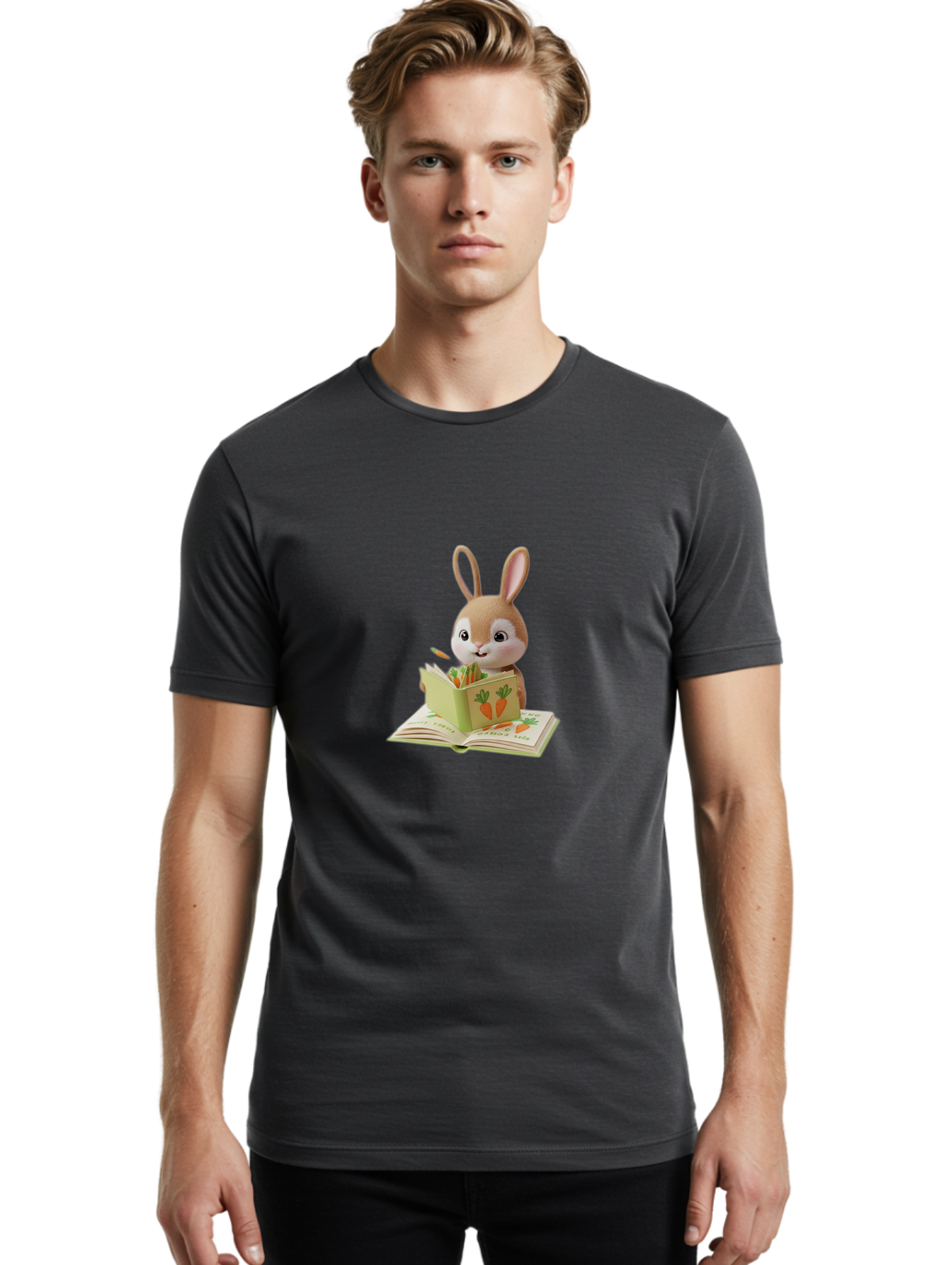 Bunny-Reading-Carrot-Book Men'S Graphic Tee, 100% Cotton, Comfortable Casual Summer Wear, Machine Washable, Vintage Camera, Old Camera, Antique Camera, Black Camera, Classic Photography, Photography Equipment, Nostalgic Device, Film Camera, Baj348
