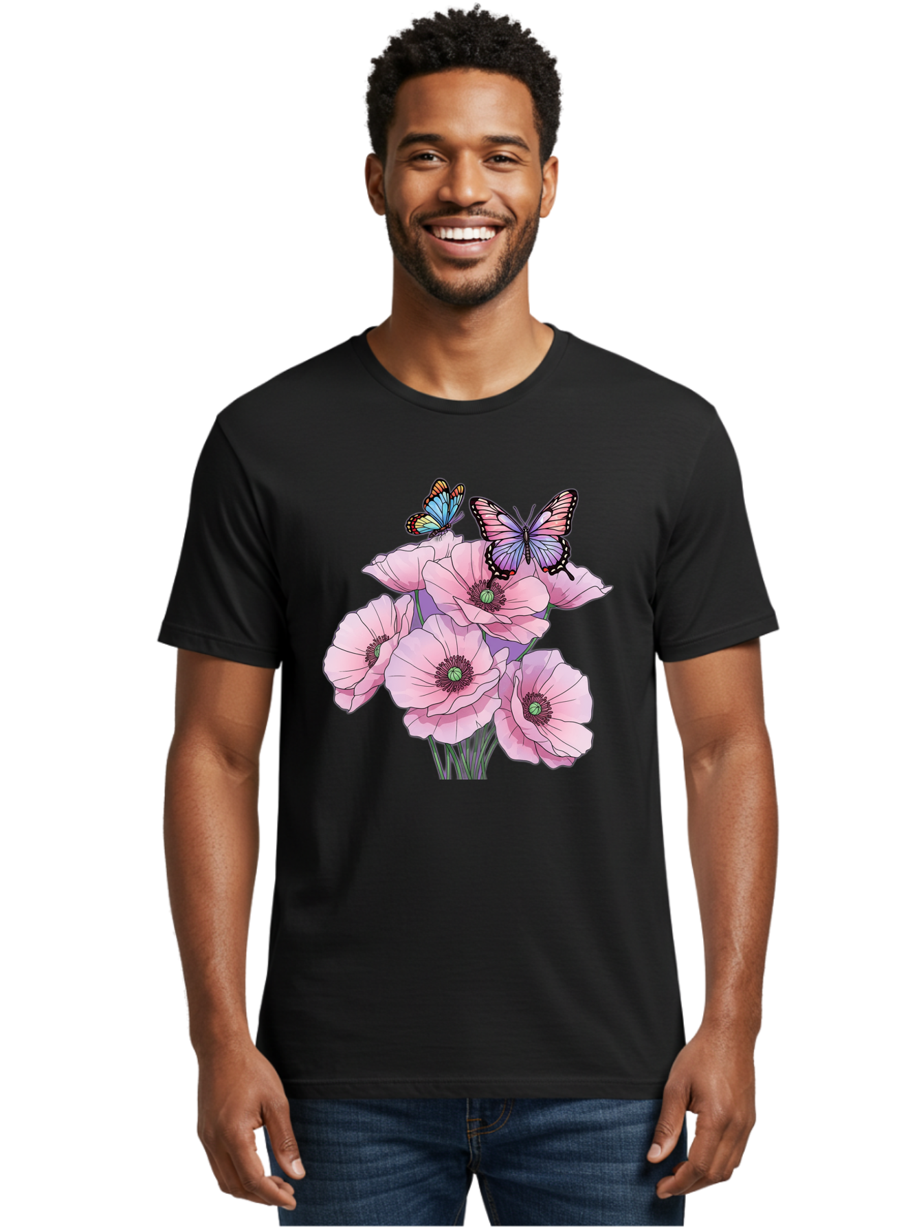 Butterflies-And-Poppies Men'S Graphic Tee, 100% Cotton, Comfortable Casual Summer Wear, Machine Washable, Vintage Camera, Old Camera, Antique Camera, Black Camera, Classic Photography, Photography Equipment, Nostalgic Device, Film Camera, Baj351