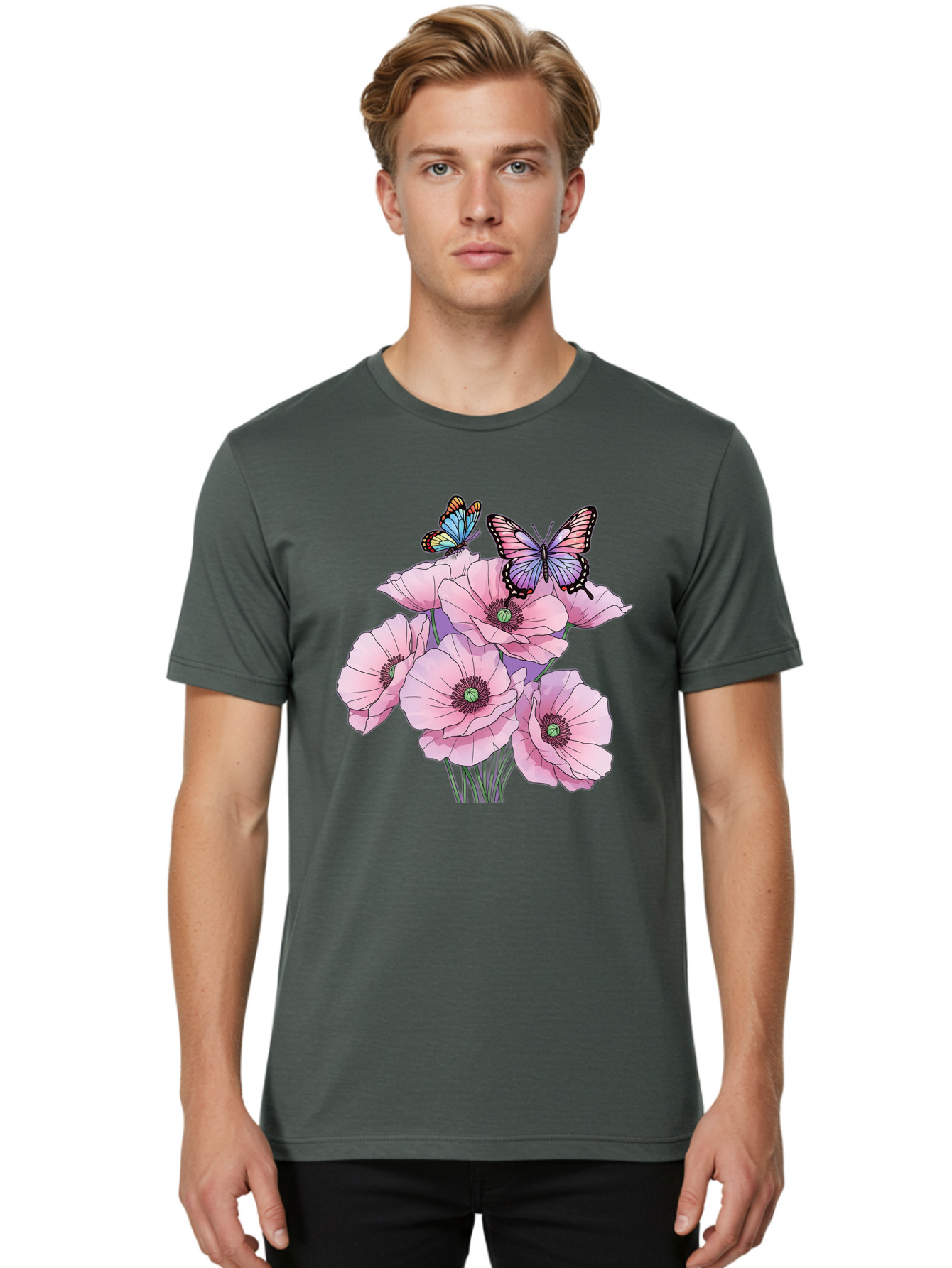 Butterflies-And-Poppies Men'S Graphic Tee, 100% Cotton, Comfortable Casual Summer Wear, Machine Washable, Vintage Camera, Old Camera, Antique Camera, Black Camera, Classic Photography, Photography Equipment, Nostalgic Device, Film Camera, Baj351