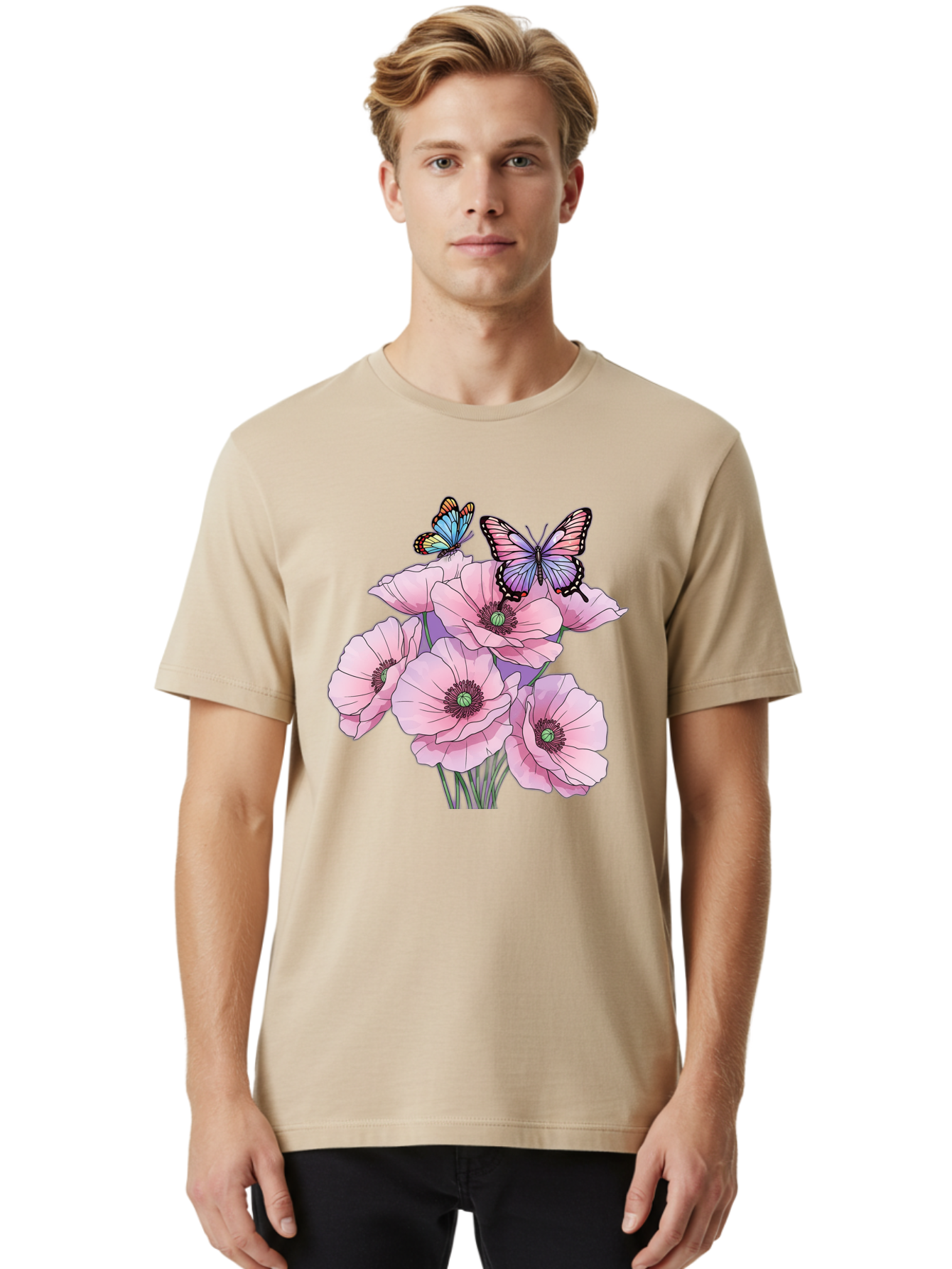 Butterflies-And-Poppies Men'S Graphic Tee, 100% Cotton, Comfortable Casual Summer Wear, Machine Washable, Vintage Camera, Old Camera, Antique Camera, Black Camera, Classic Photography, Photography Equipment, Nostalgic Device, Film Camera, Baj351