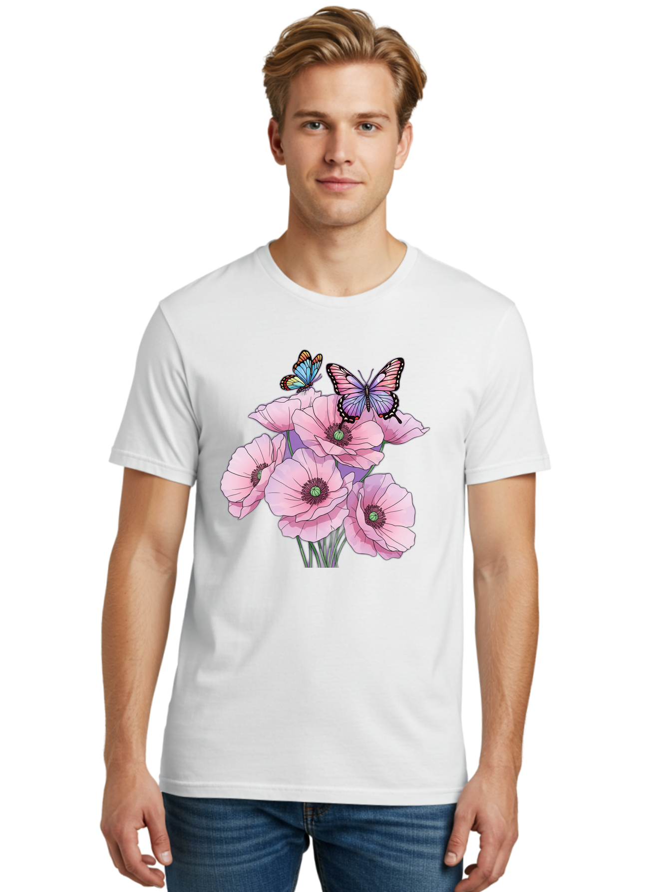 Butterflies-And-Poppies Men'S Graphic Tee, 100% Cotton, Comfortable Casual Summer Wear, Machine Washable, Vintage Camera, Old Camera, Antique Camera, Black Camera, Classic Photography, Photography Equipment, Nostalgic Device, Film Camera, Baj351