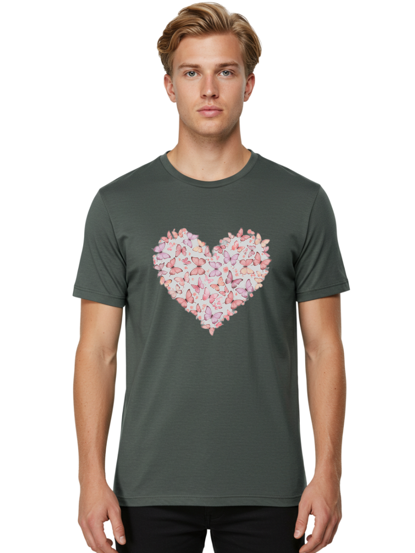Butterflies-Heart-1 Men'S Graphic Tee, 100% Cotton, Comfortable Casual Summer Wear, Machine Washable, Vintage Camera, Old Camera, Antique Camera, Black Camera, Classic Photography, Photography Equipment, Nostalgic Device, Film Camera, Baj352