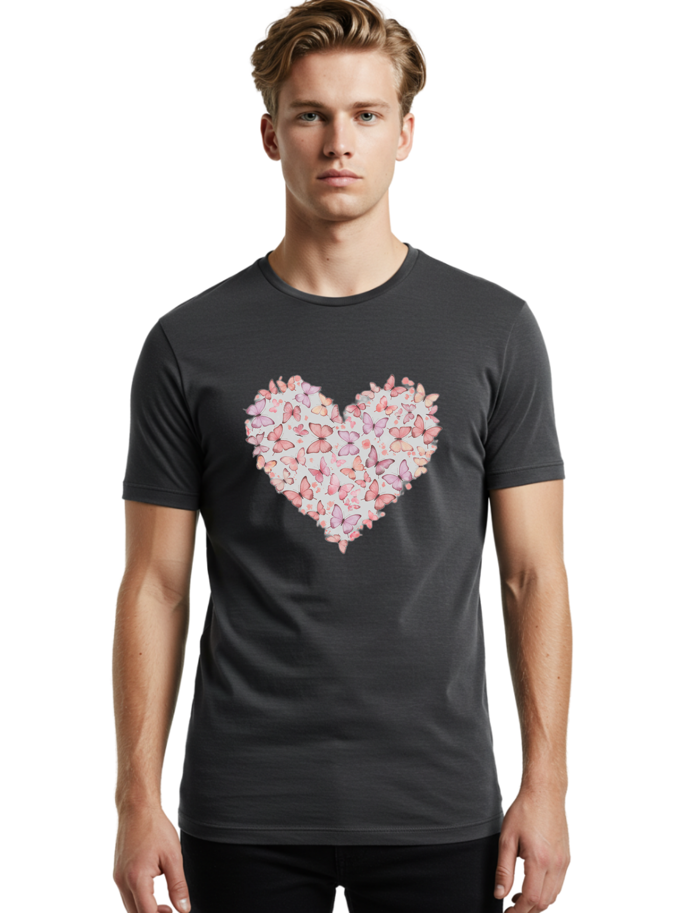 Butterflies-Heart-1 Men'S Graphic Tee, 100% Cotton, Comfortable Casual Summer Wear, Machine Washable, Vintage Camera, Old Camera, Antique Camera, Black Camera, Classic Photography, Photography Equipment, Nostalgic Device, Film Camera, Baj352