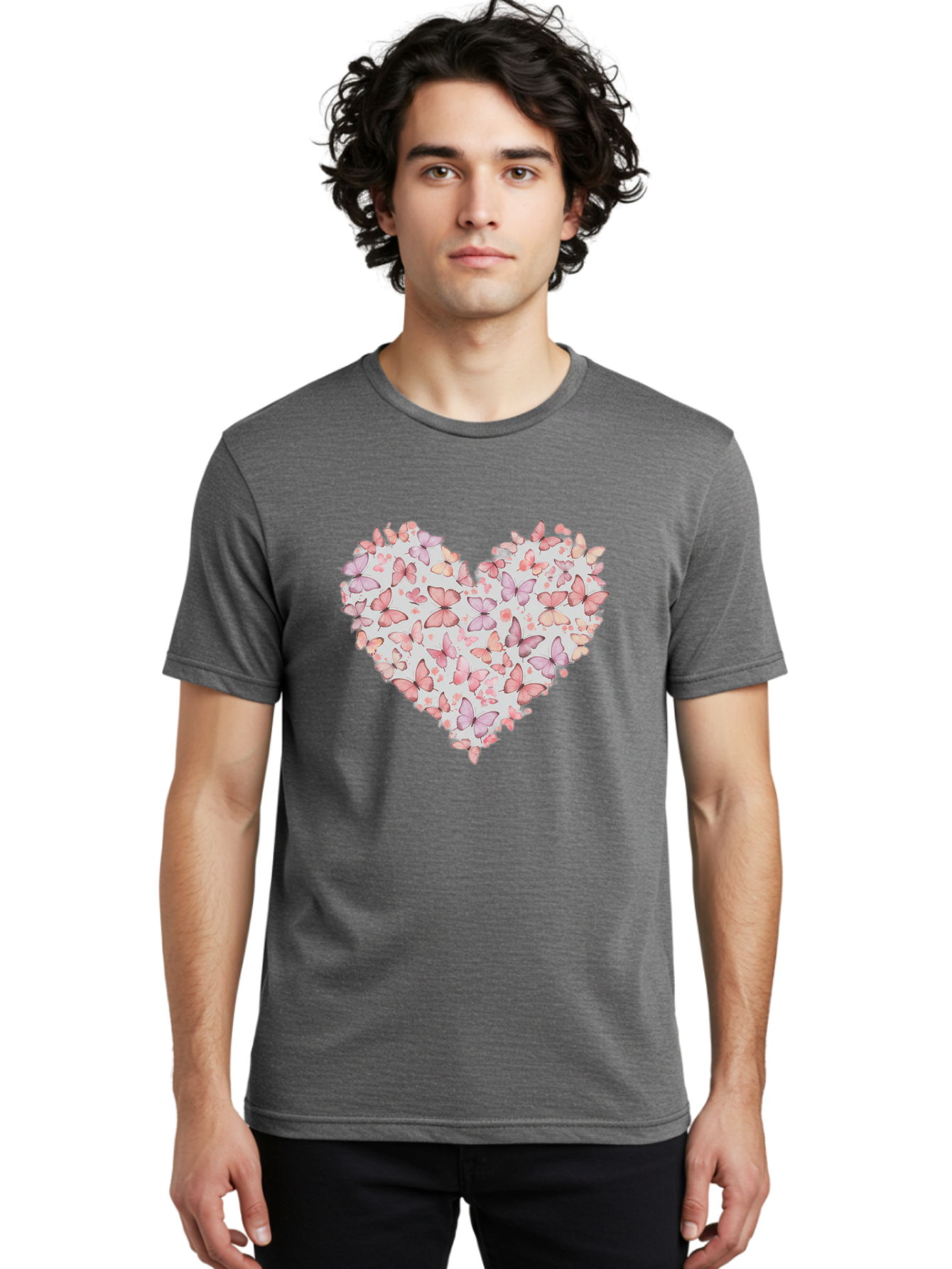 Butterflies-Heart-1 Men'S Graphic Tee, 100% Cotton, Comfortable Casual Summer Wear, Machine Washable, Vintage Camera, Old Camera, Antique Camera, Black Camera, Classic Photography, Photography Equipment, Nostalgic Device, Film Camera, Baj352